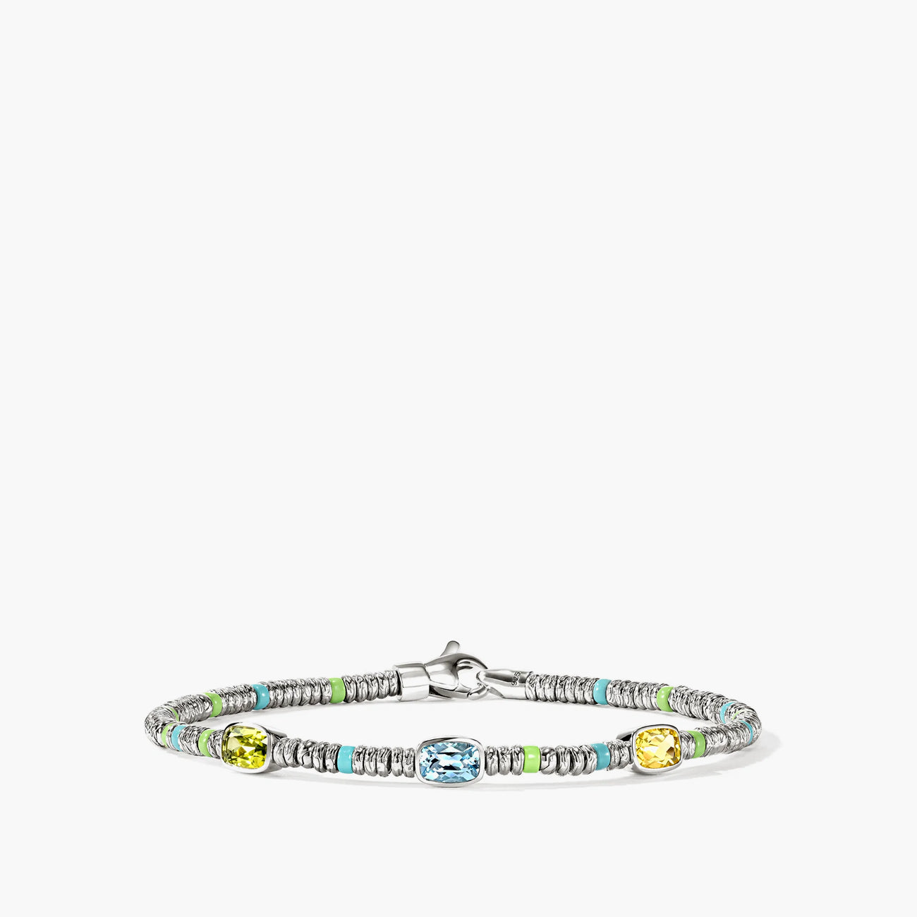 John Hardy 2.5mm Heishi Three Gem Bracelet in Sky Blue topaz