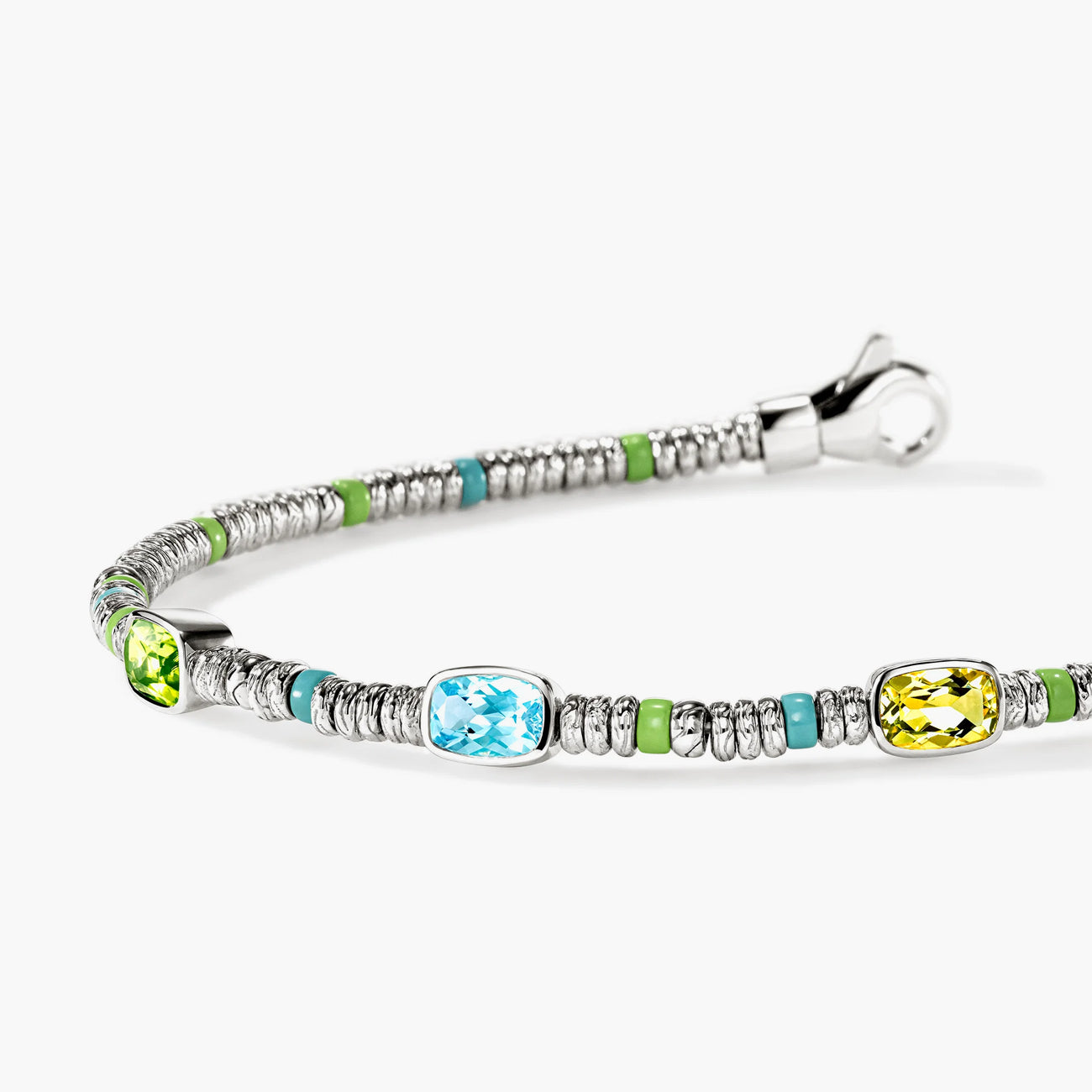 John Hardy 2.5mm Heishi Three Gem Bracelet in Sky Blue topaz