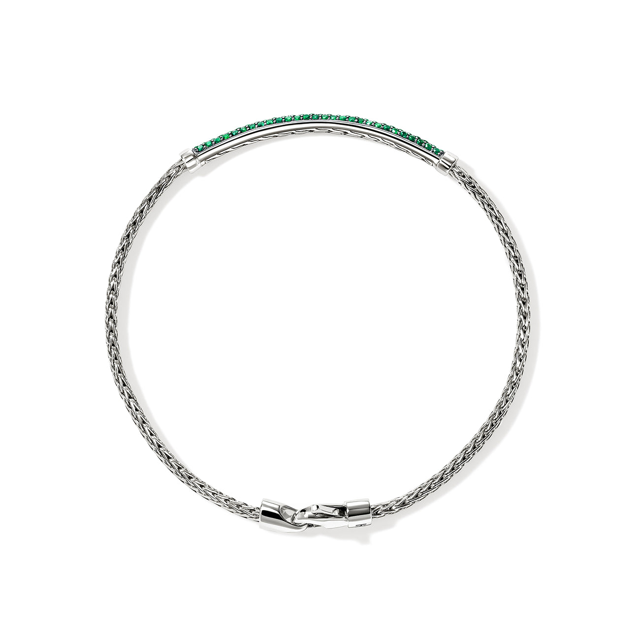 John Hardy Essentials Emerald 2.5mm Silver Bracelet