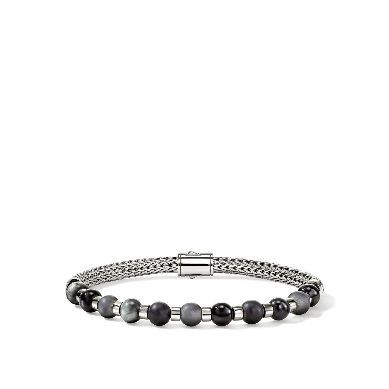 John Hardy Beaded Black Onyx Silver Chain Bracelet