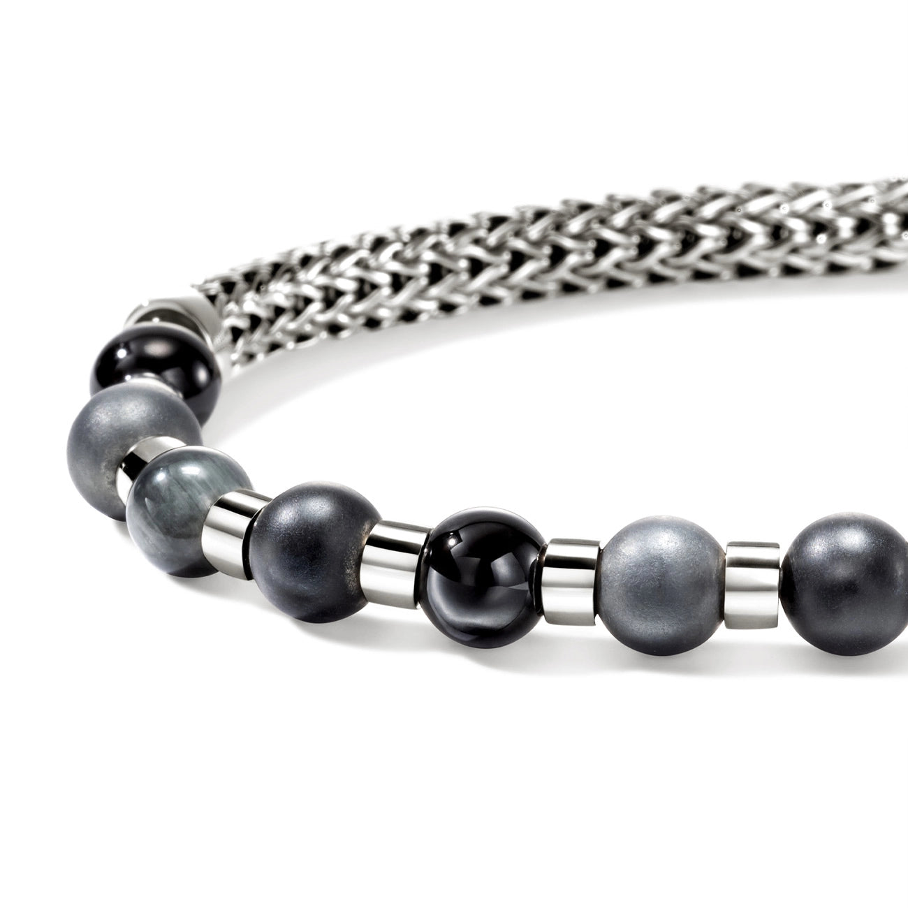 John Hardy Beaded Black Onyx Silver Chain Bracelet