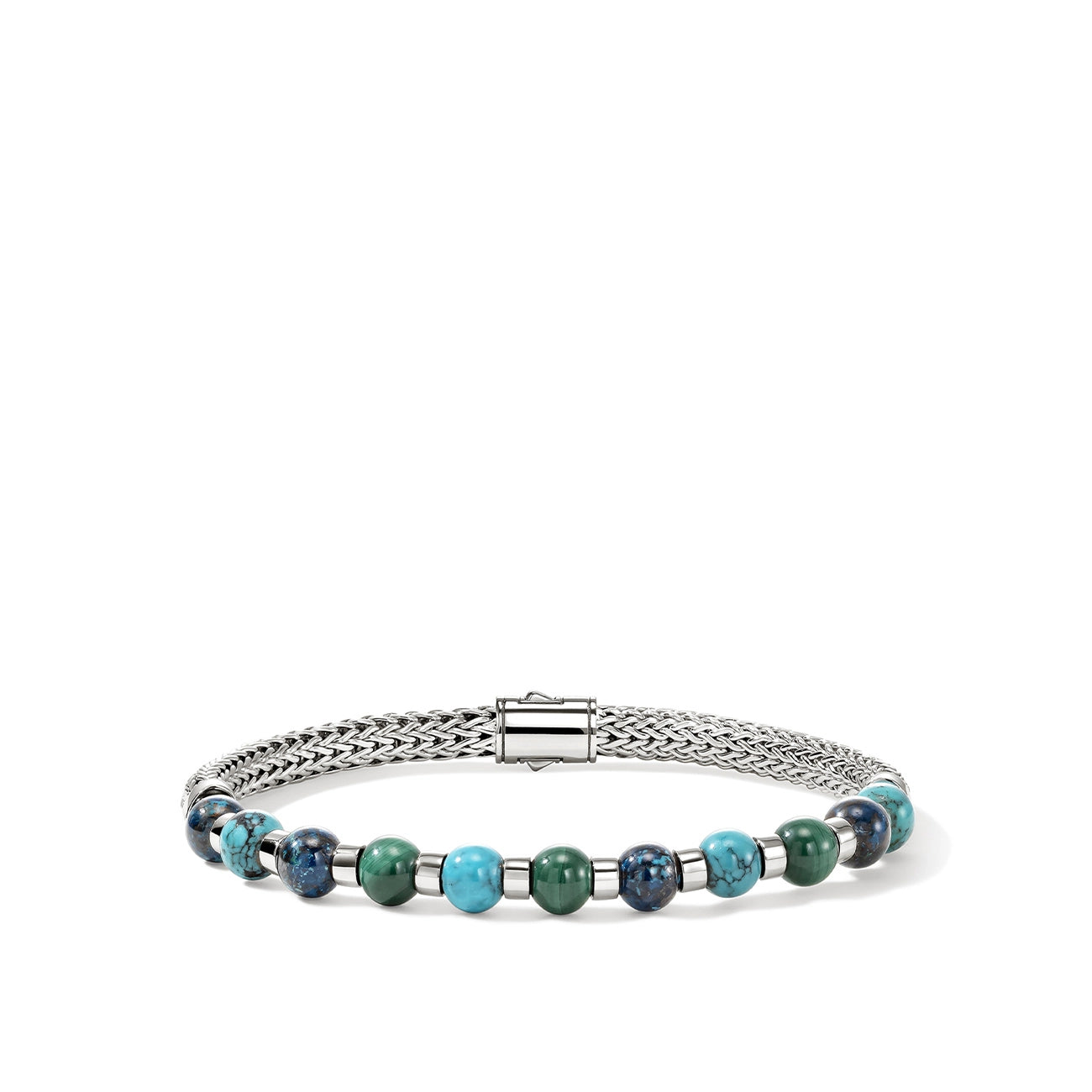 John Hardy Beaded Chrysocolla Silver Chain Bracelet