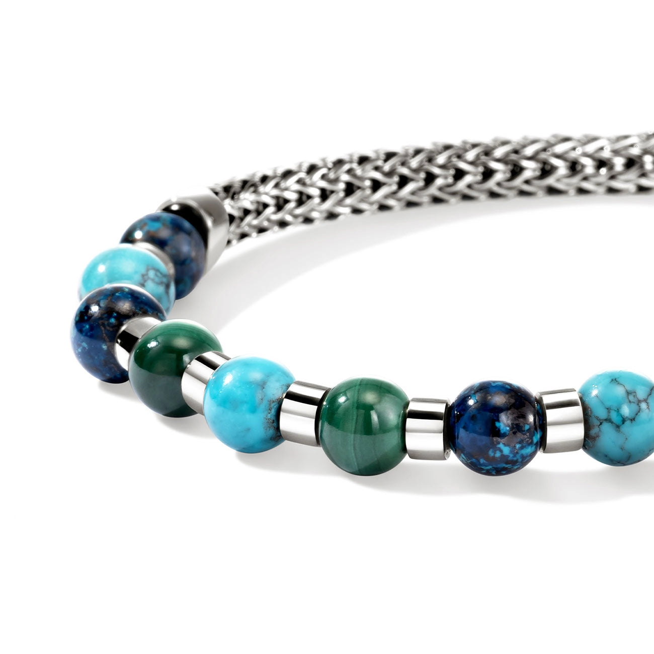 John Hardy Beaded Chrysocolla Silver Chain Bracelet