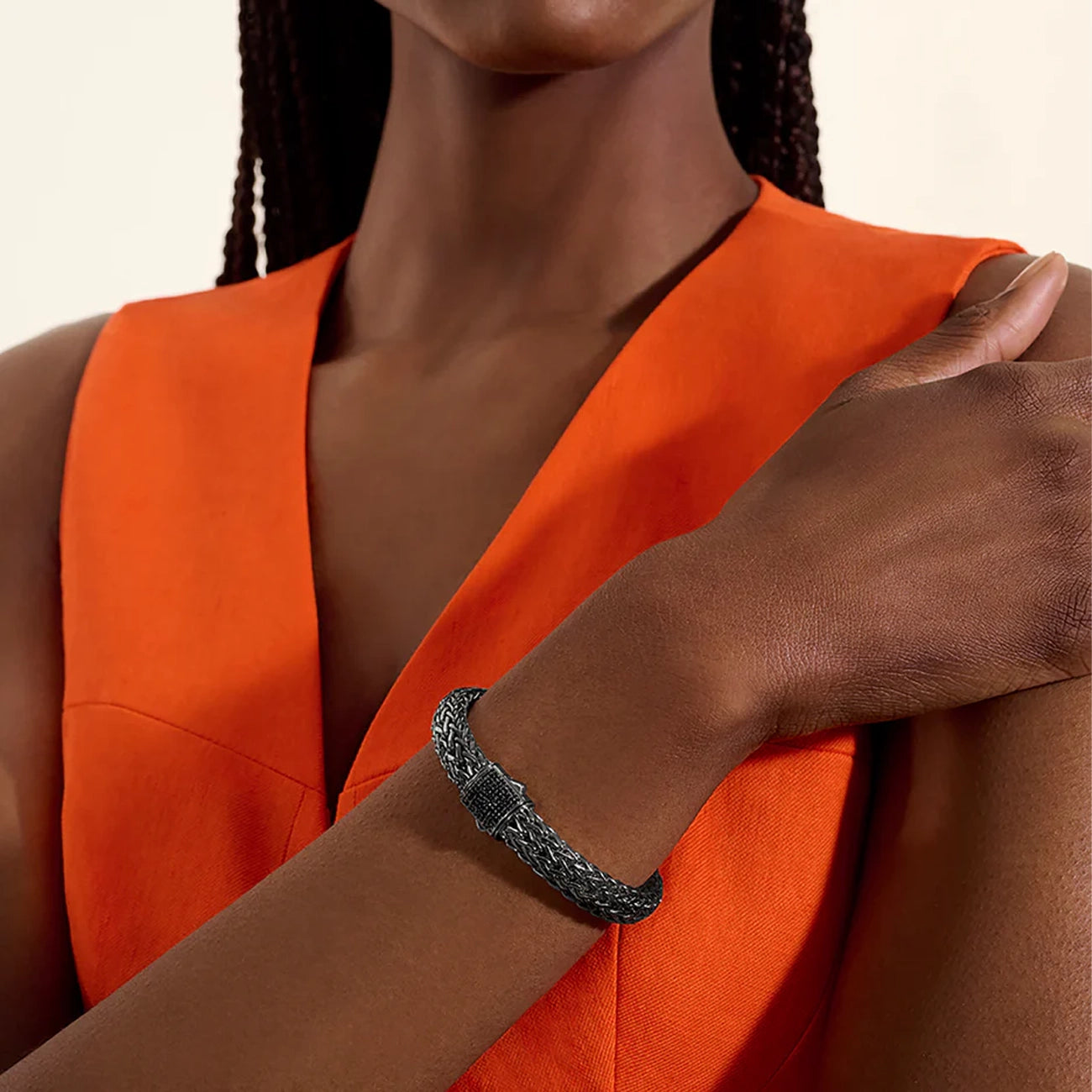 John Hardy Icon Dark Silver 10.5mm Black Sapphire Bracelet