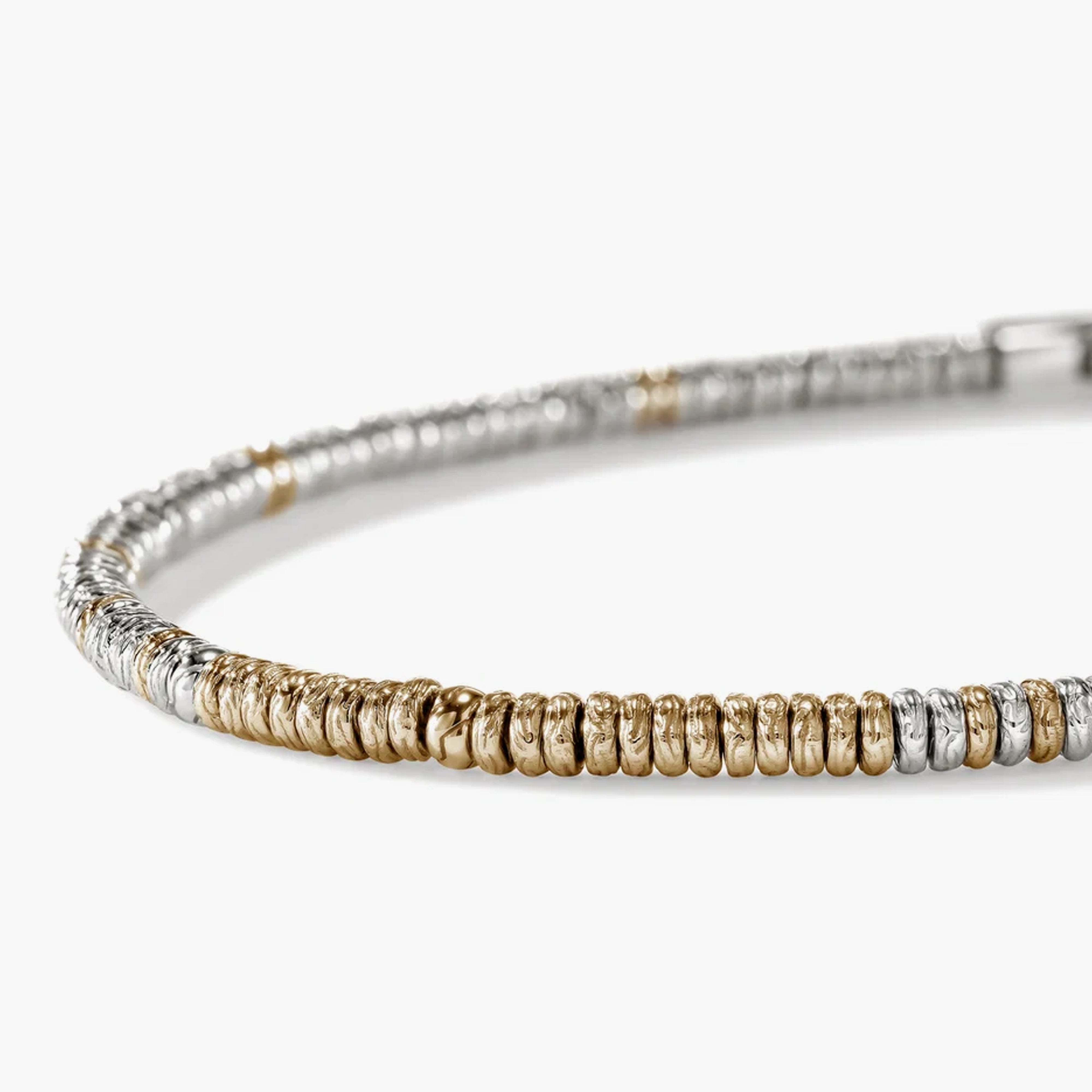 John Hardy Heishi 2.5mm Silver and Gold Bracelet