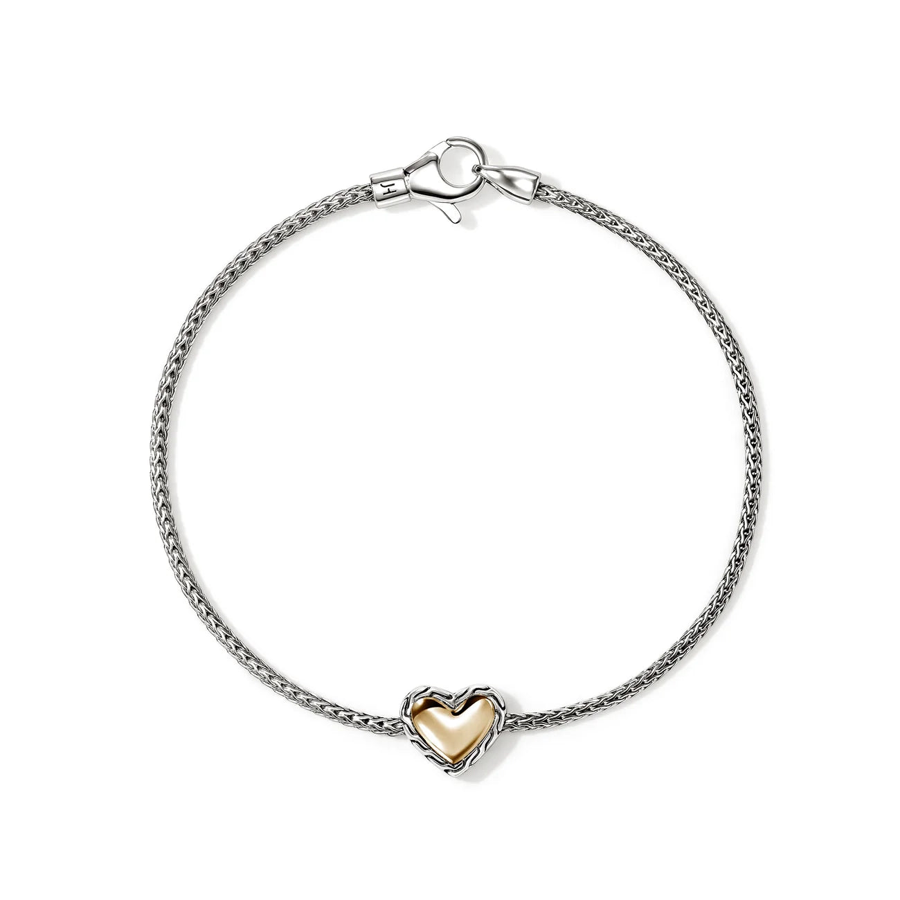 John Hardy Essential Silver and Gold Heart 1.8mm Bracelet