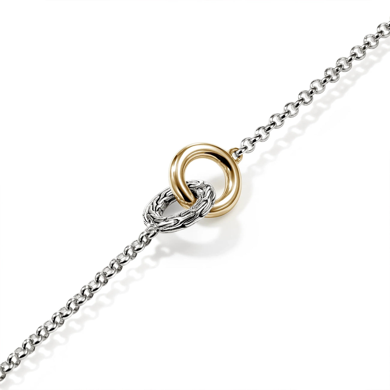 John Hardy Essential Silver and Gold Chain Link 2mm Bracelet