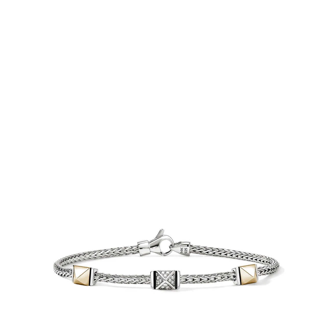John Hardy Icon Stud Gold and Silver Diamond 2.5mm Bracelet