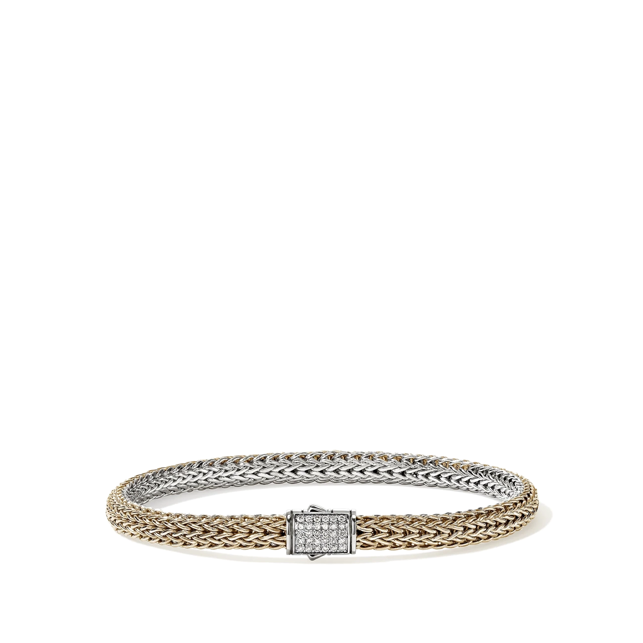John Hardy Icon Reversible Silver and Gold Diamond 5mm Bracelet