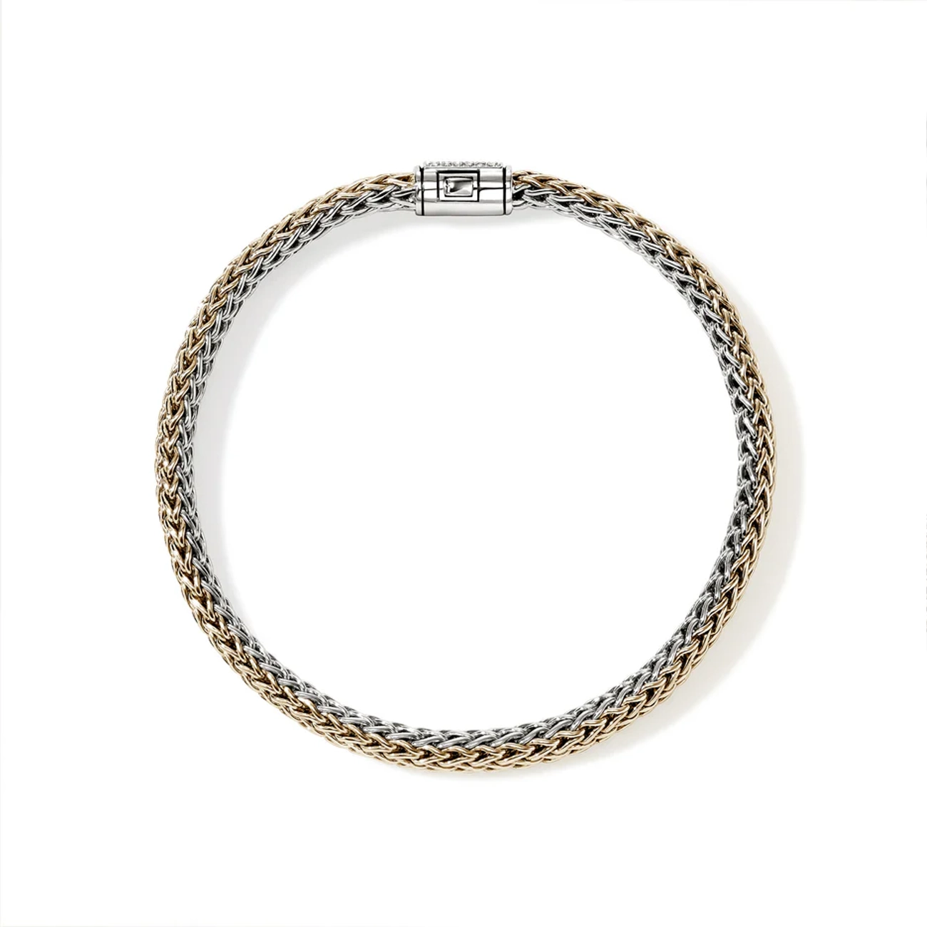John Hardy Icon Reversible Silver and Gold Diamond 5mm Bracelet
