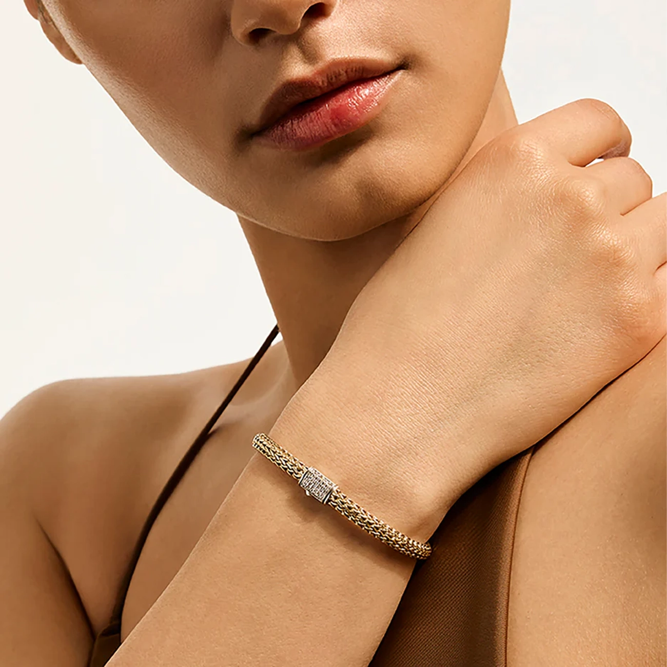 John Hardy Icon Reversible Silver and Gold Diamond 5mm Bracelet