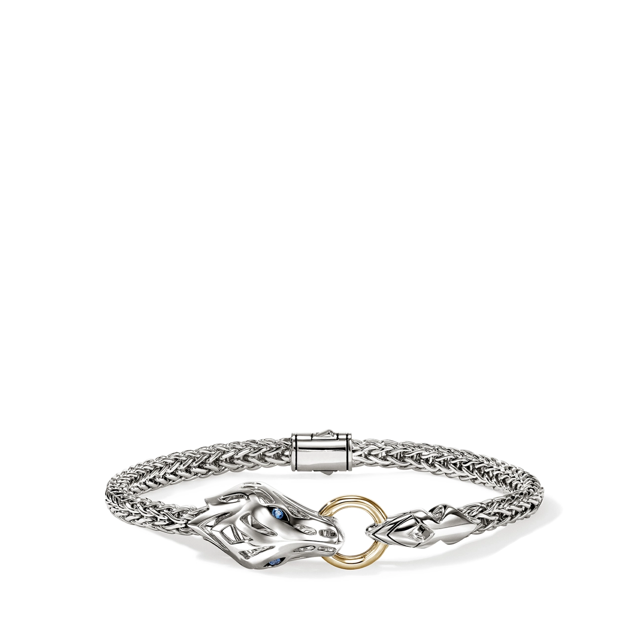 John Hardy Naga Silver and Gold Blue Sapphire 4.4mm Bracelet