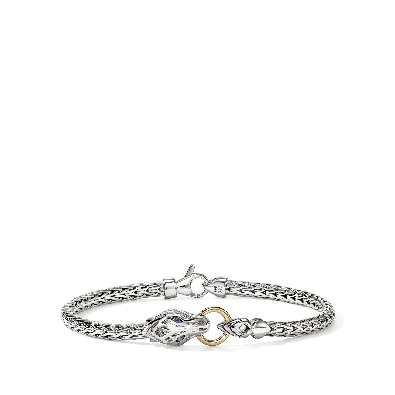 John Hardy Naga Silver and Gold Blue Sapphire 3.5mm Bracelet