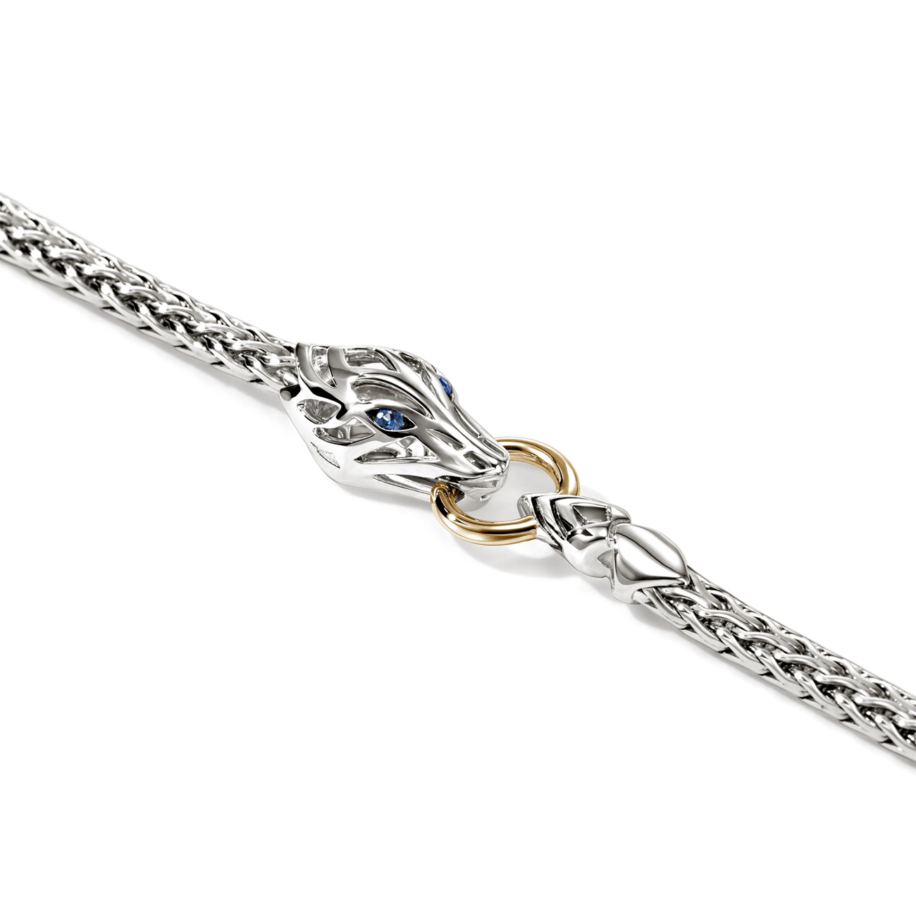 John Hardy Naga Silver and Gold Blue Sapphire 3.5mm Bracelet