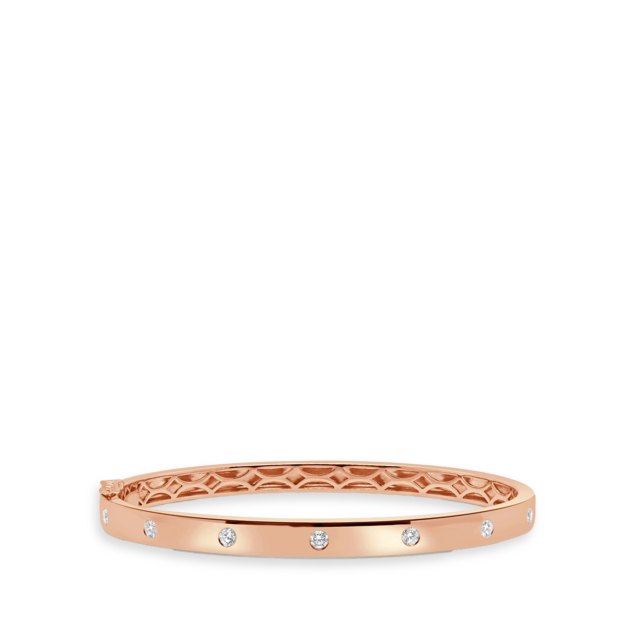7 Diamond Wide Bangle Bracelet in Rose Gold