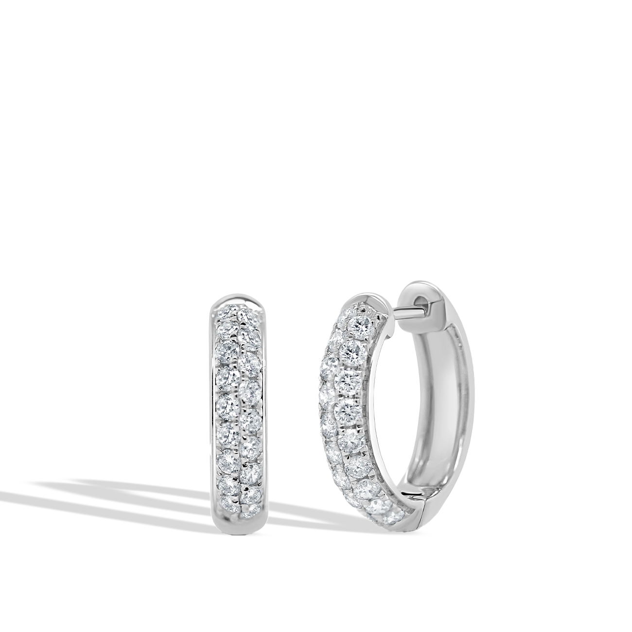 Double Row Diamond Pavé Hoop Earrings