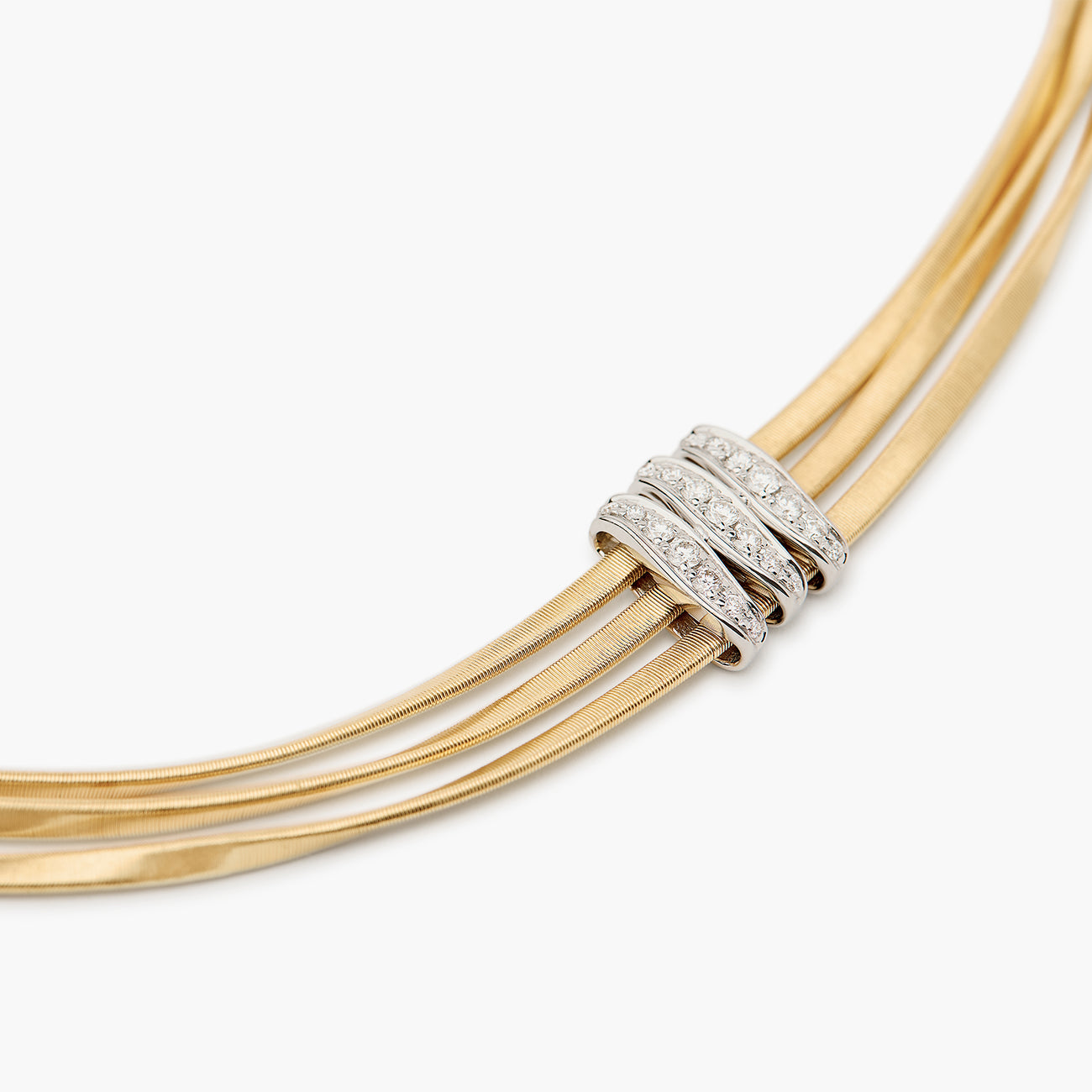 Marco Bicego Marrakech Twisted Three-Strand Diamond Rondel Necklace