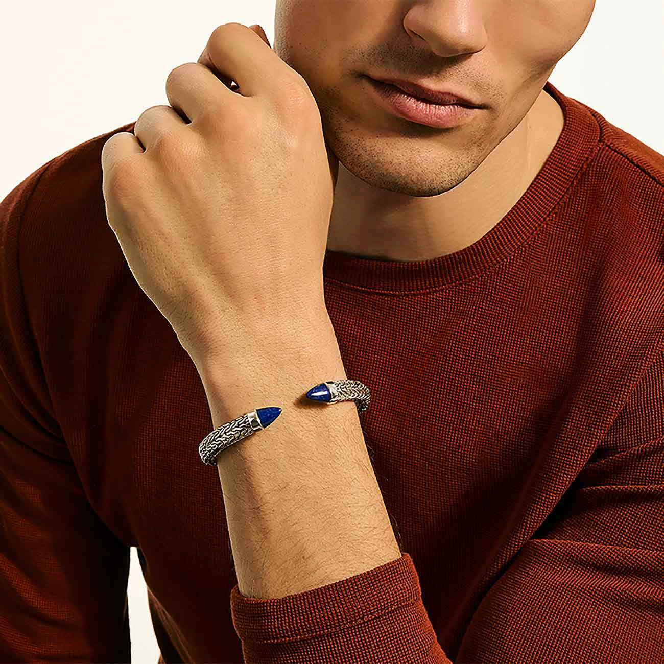 John Hardy Men's Spear 50 Lapis Lazuli 8.9mm Flex Cuff