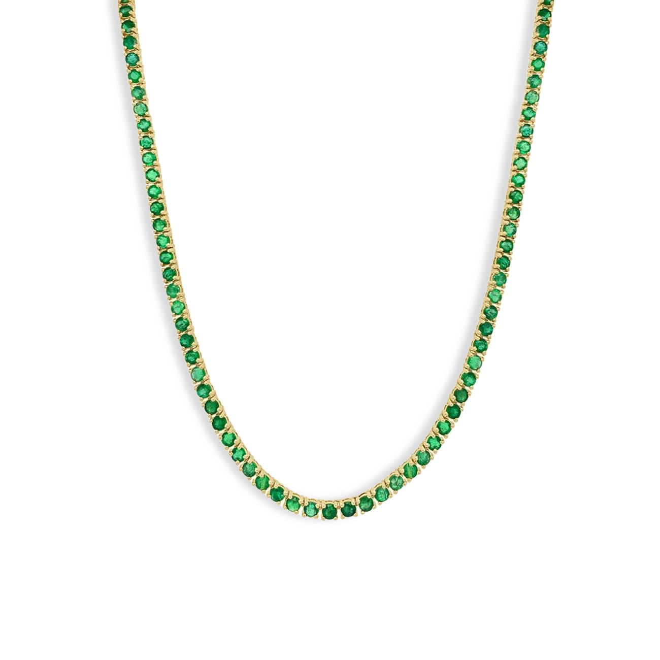 10 Carat Green Emerald Tennis Necklace