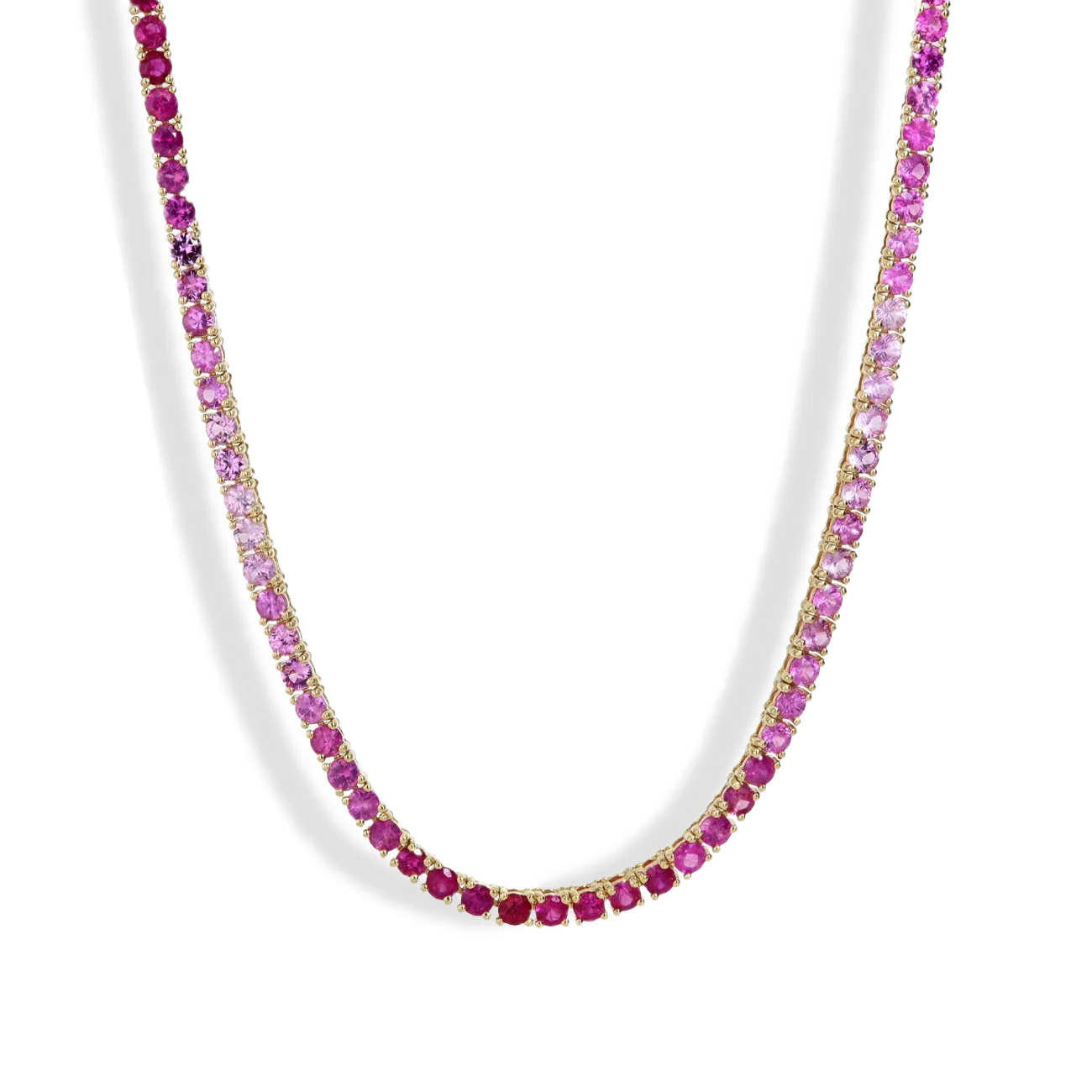 Pink Sapphire Ombre Tennis Necklace