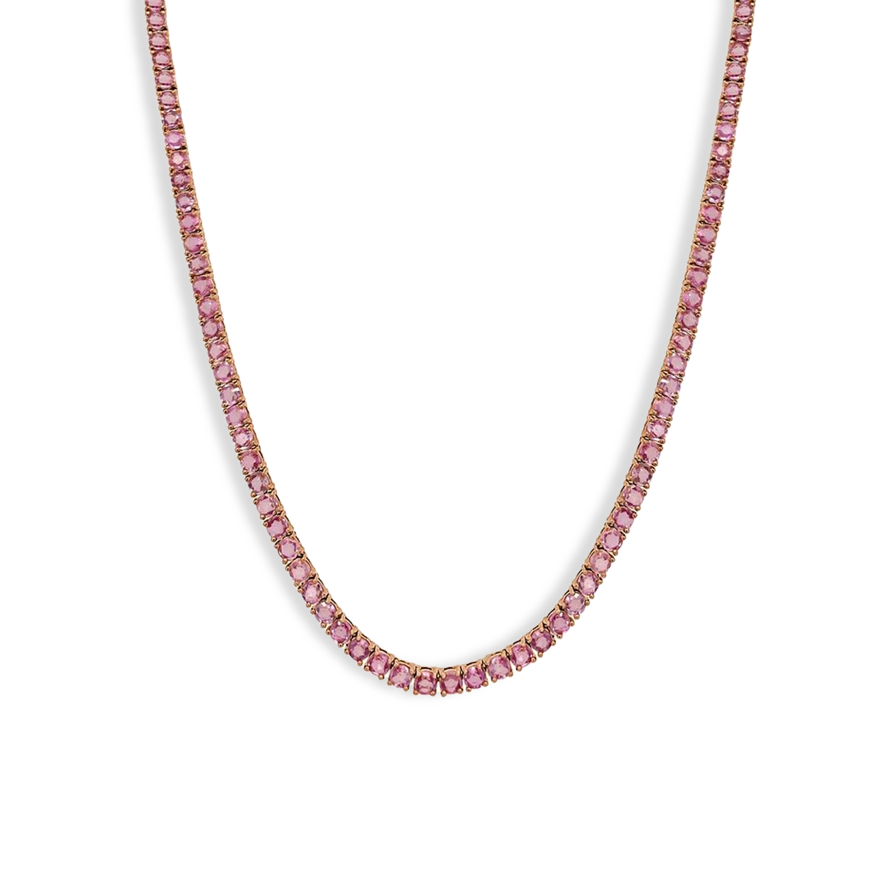 11.50 Carat Pink Sapphire Tennis Necklace