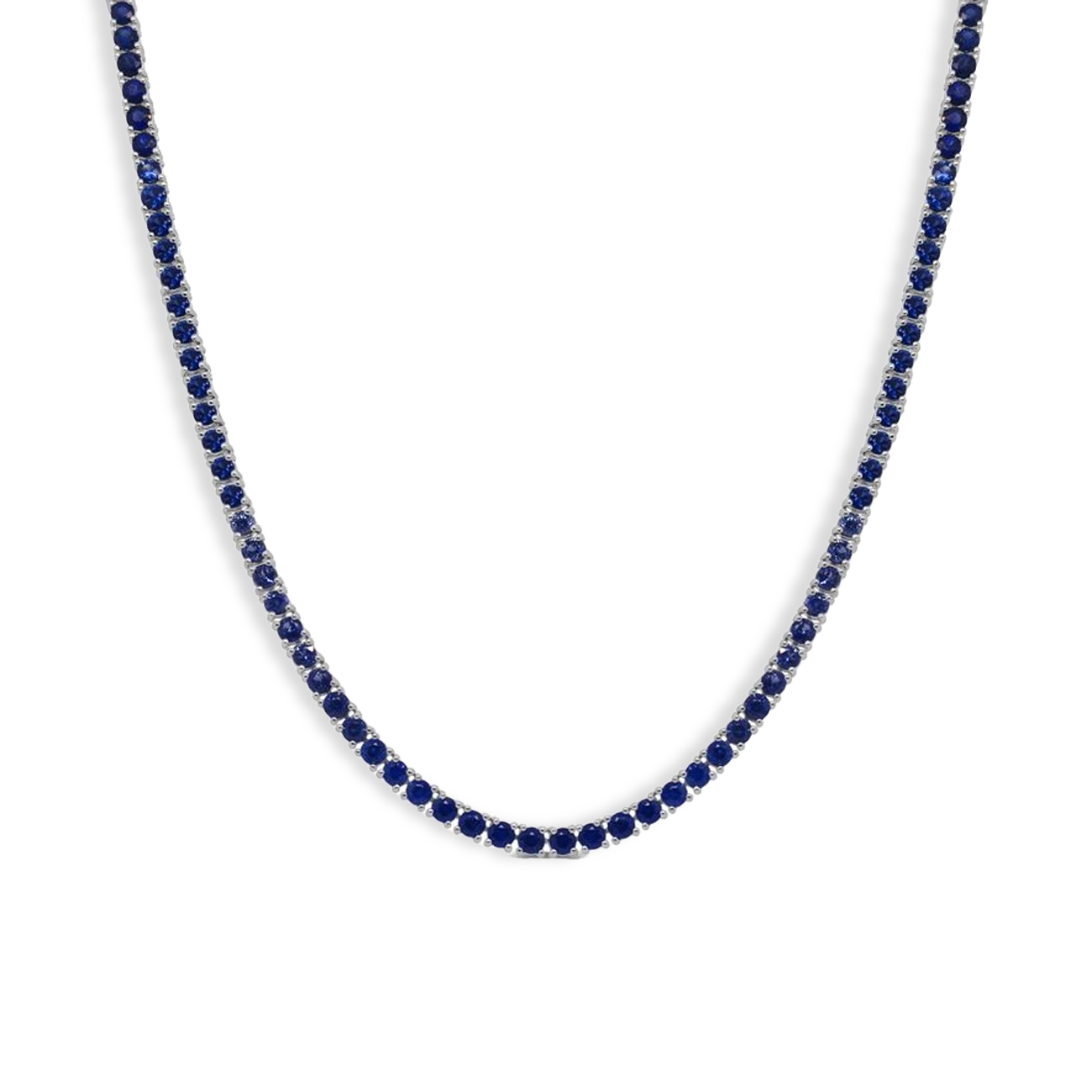 12 Carat Blue Sapphire Tennis Necklace