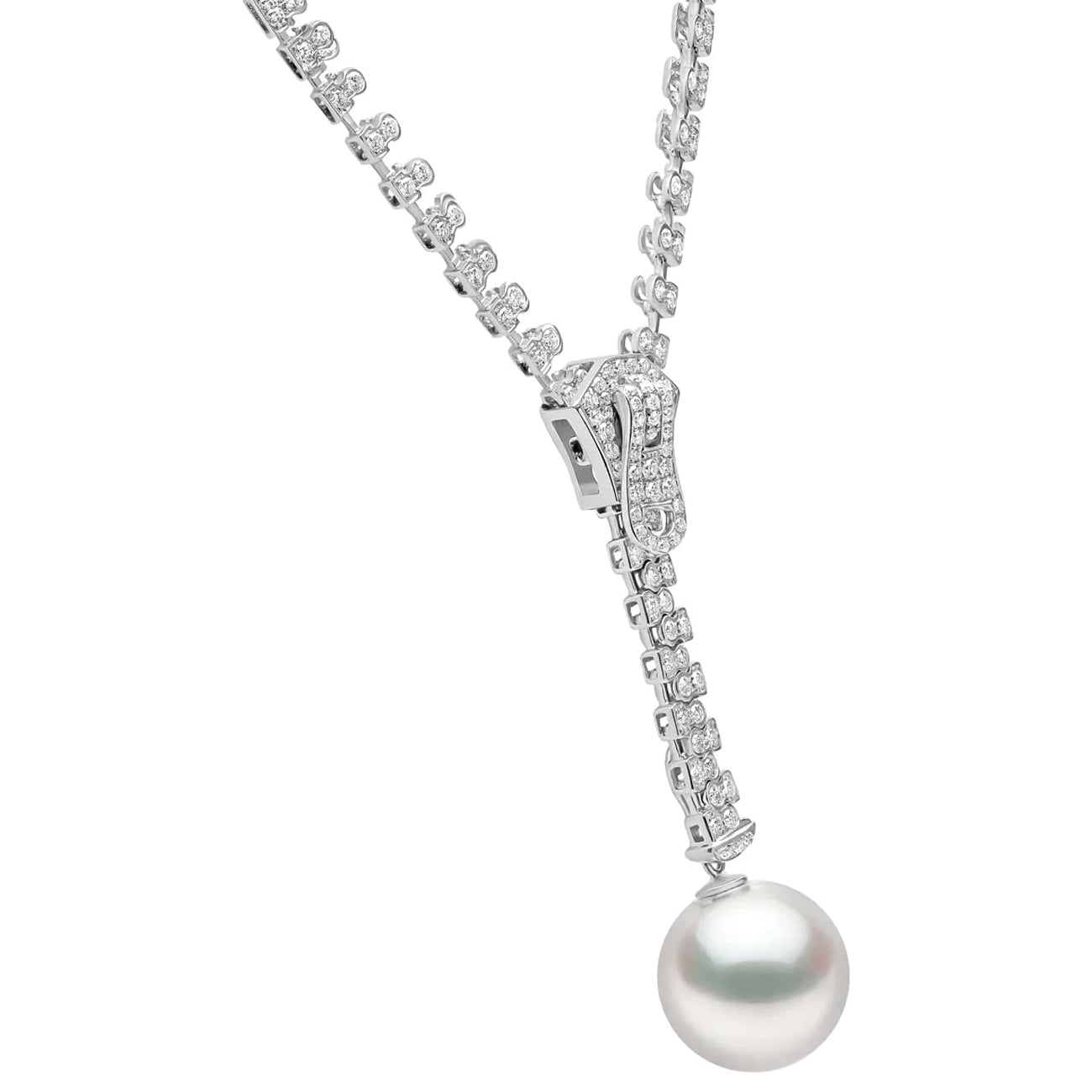 Yoko London Zyyp 14mm South Sea Pearl and Diamond Zip Necklace