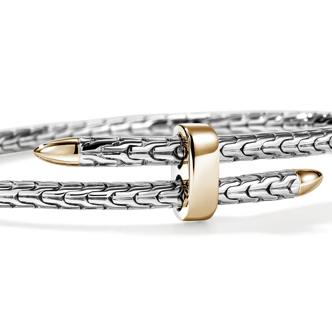 John Hardy Spear Silver and Gold 4mm Flex Cuff