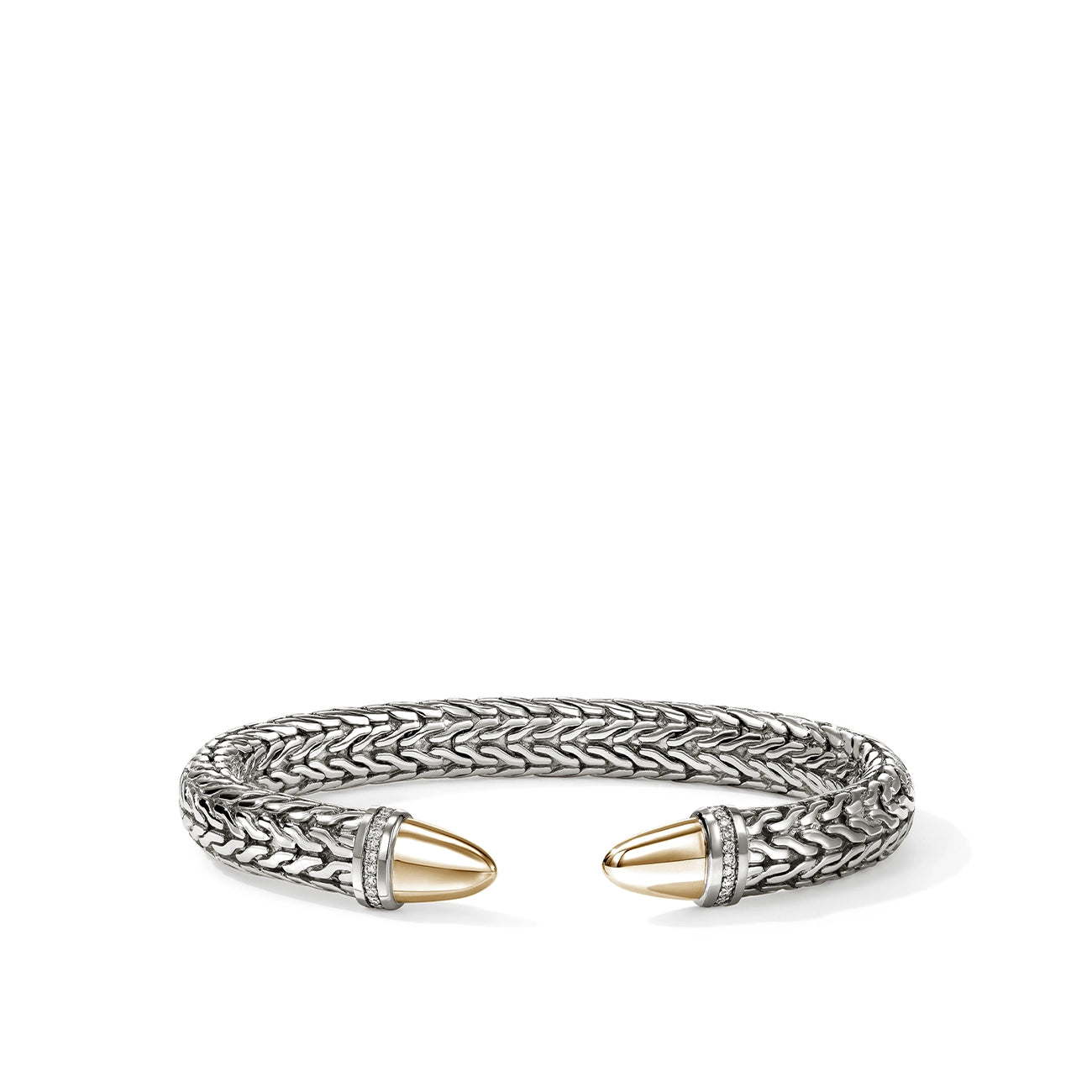 John Hardy Spear 50 Diamond Silver and Gold 8.9mm Flex Cuff