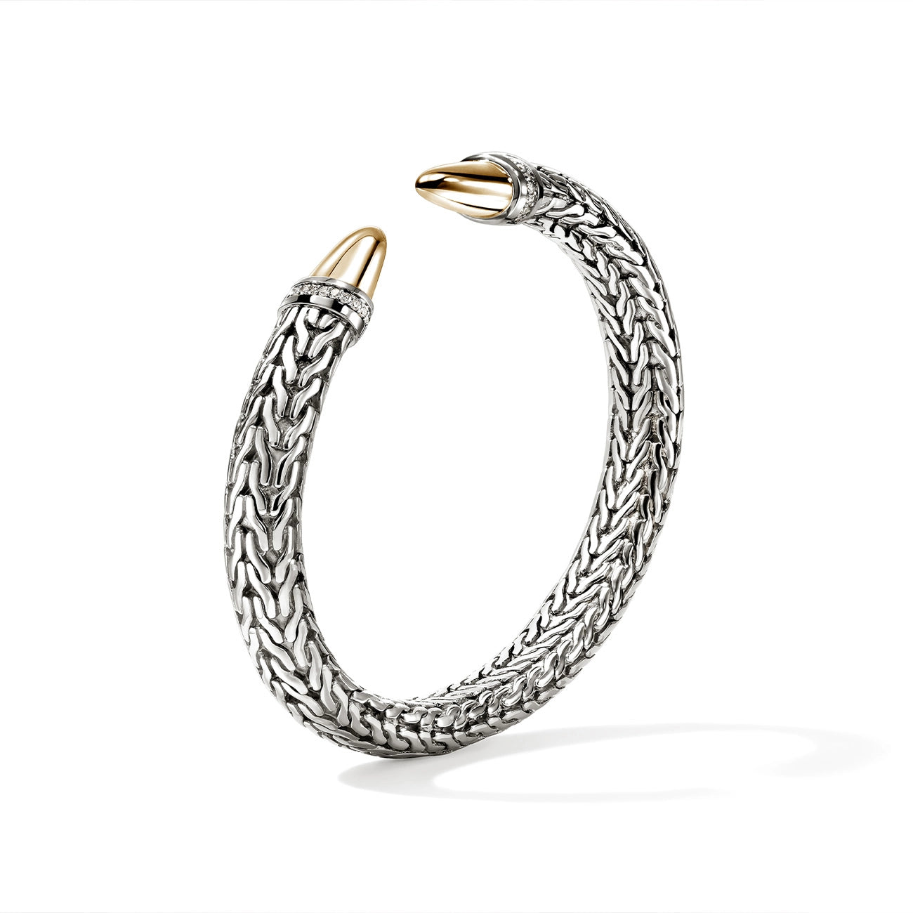 John Hardy Spear 50 Diamond Silver and Gold 8.9mm Flex Cuff