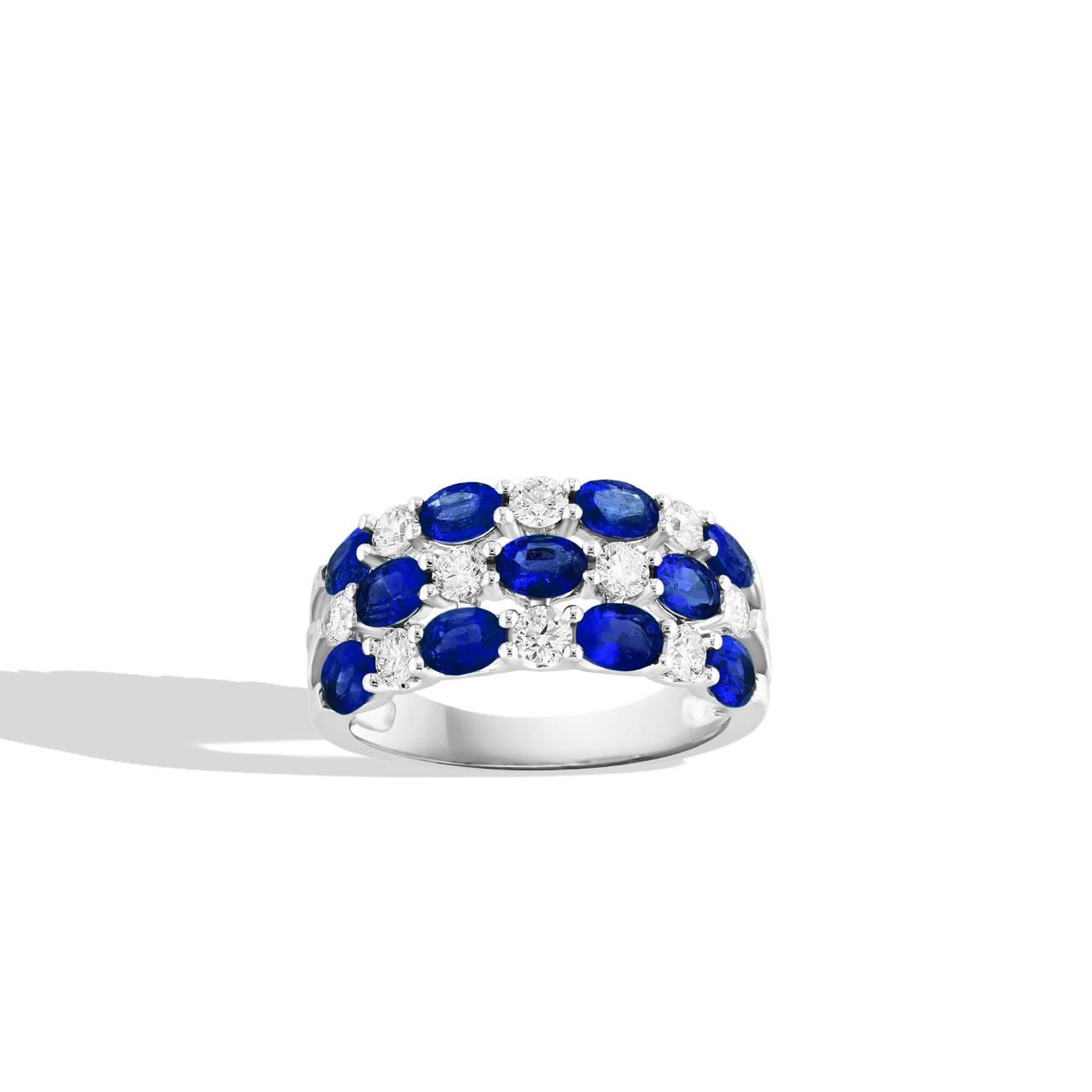 Oval Sapphire and Diamond Multi Row Band