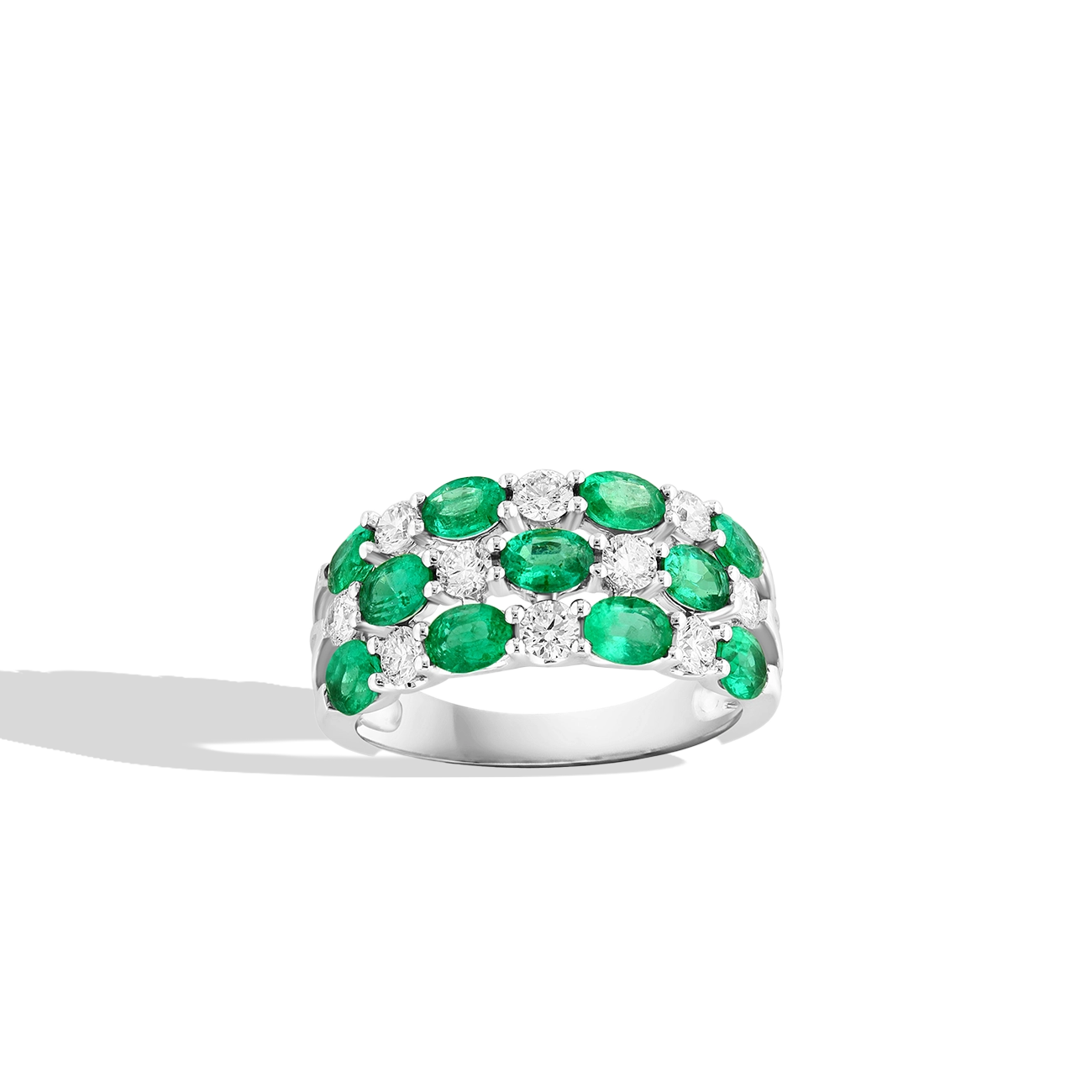 Oval Emerald and Diamond Multi Row Band