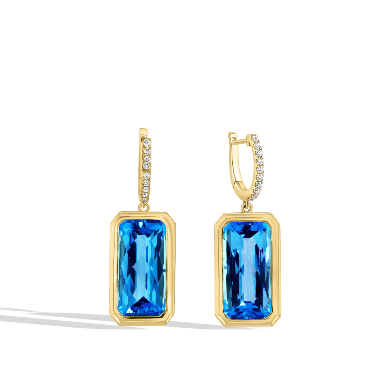 Swiss Blue Topaz Cushion Drop Earrings