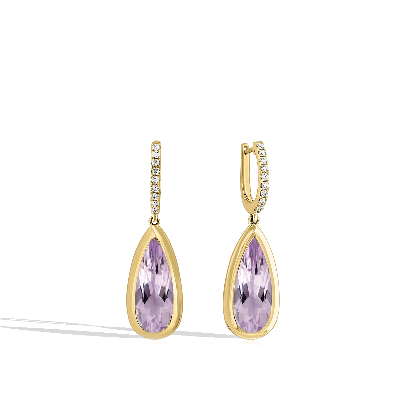 Amethyst and Diamond Oval Drop Earrings