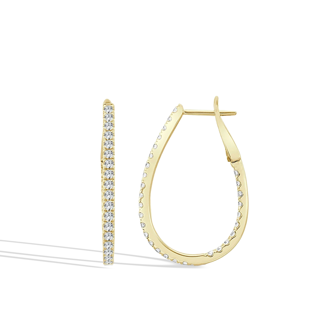 Oval Diamond Pavé Hoop Earrings