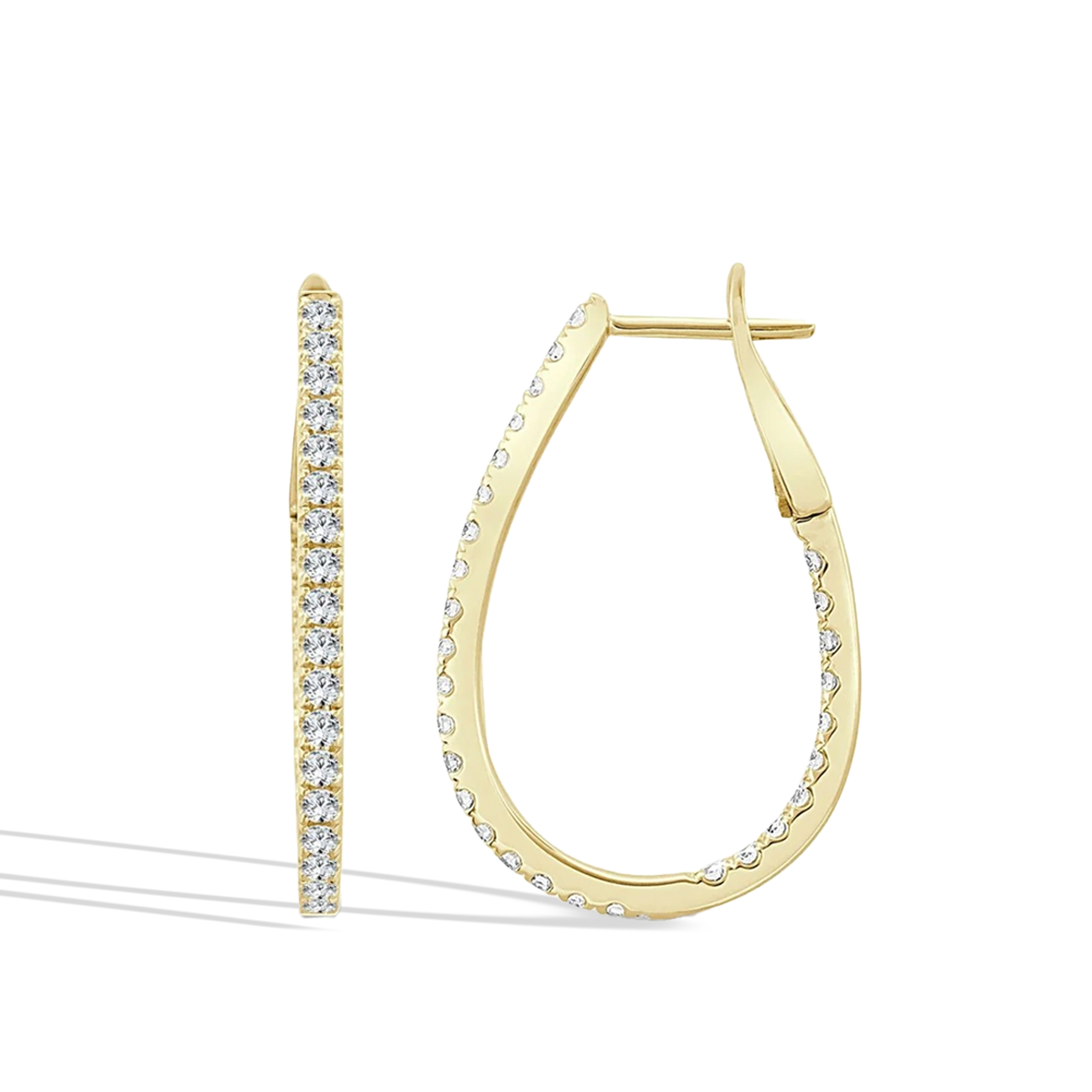 1 Carat Pear-Shaped Diamond Pavé Hoop Earrings