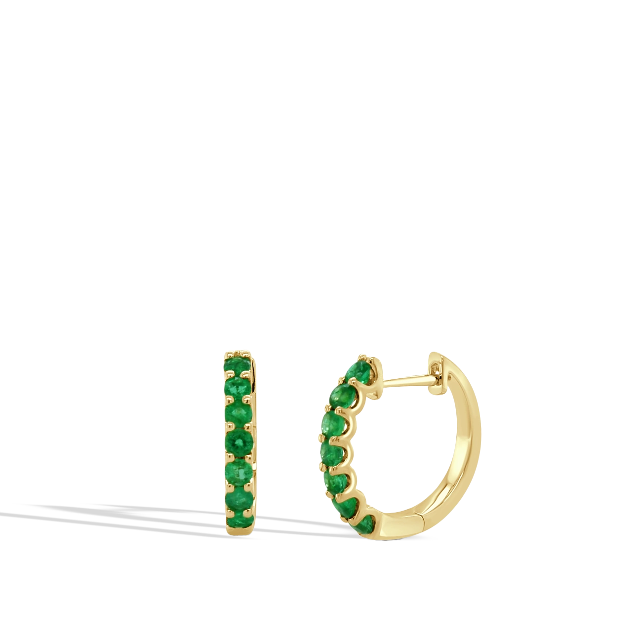 Round Emerald Hoop Earrings