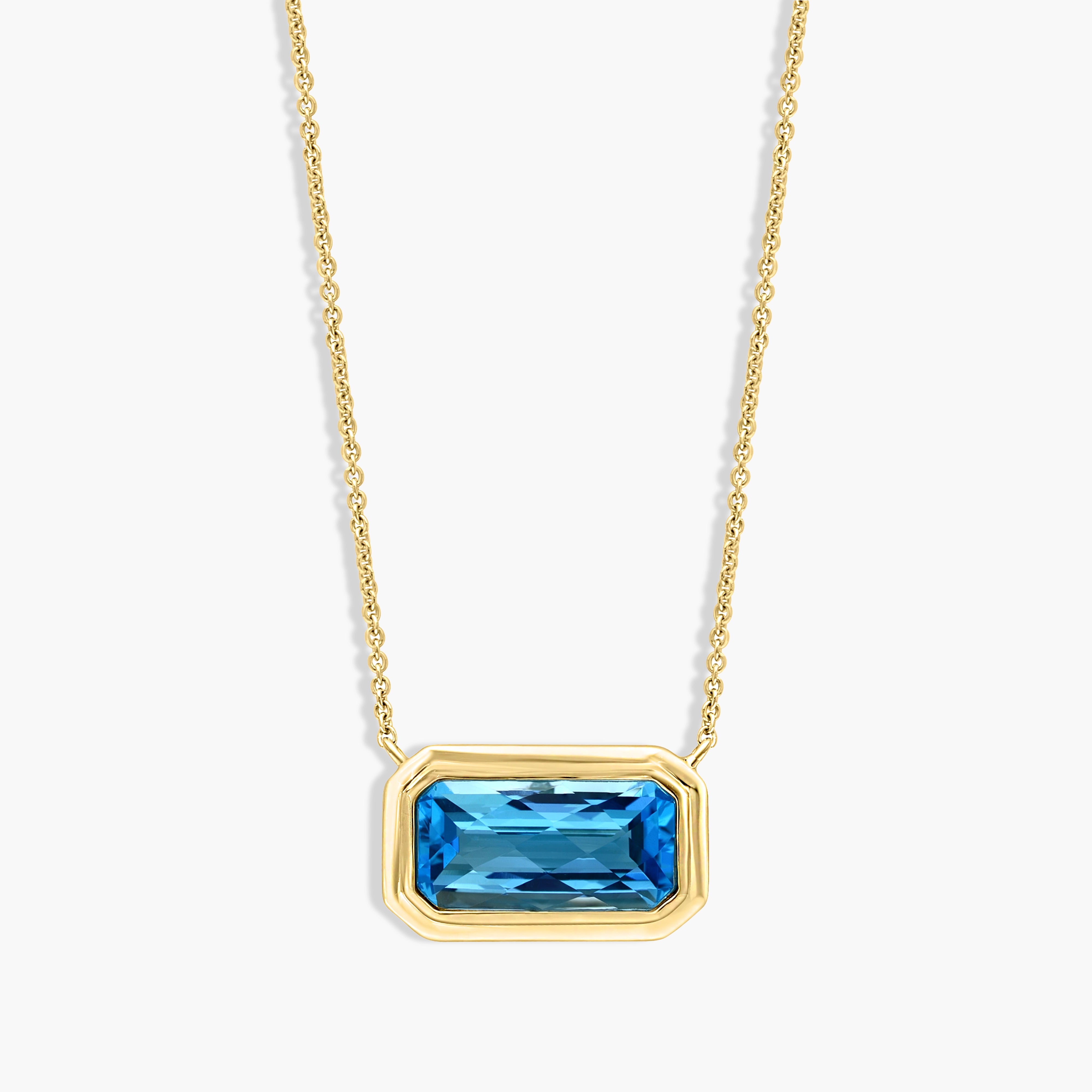 Swiss Blue Topaz Bezel Pendant Necklace