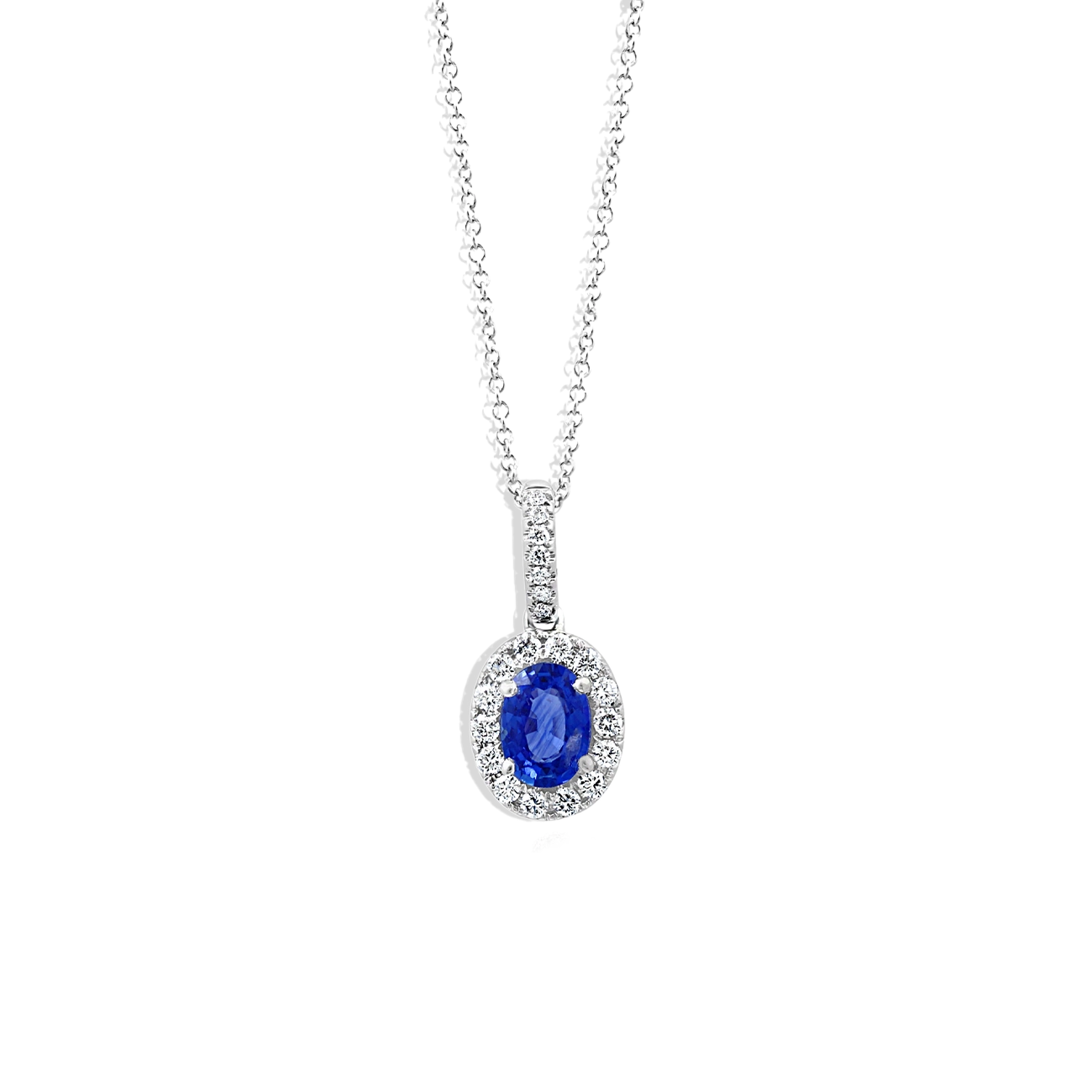 Blue Sapphire Oval Pendant Necklace