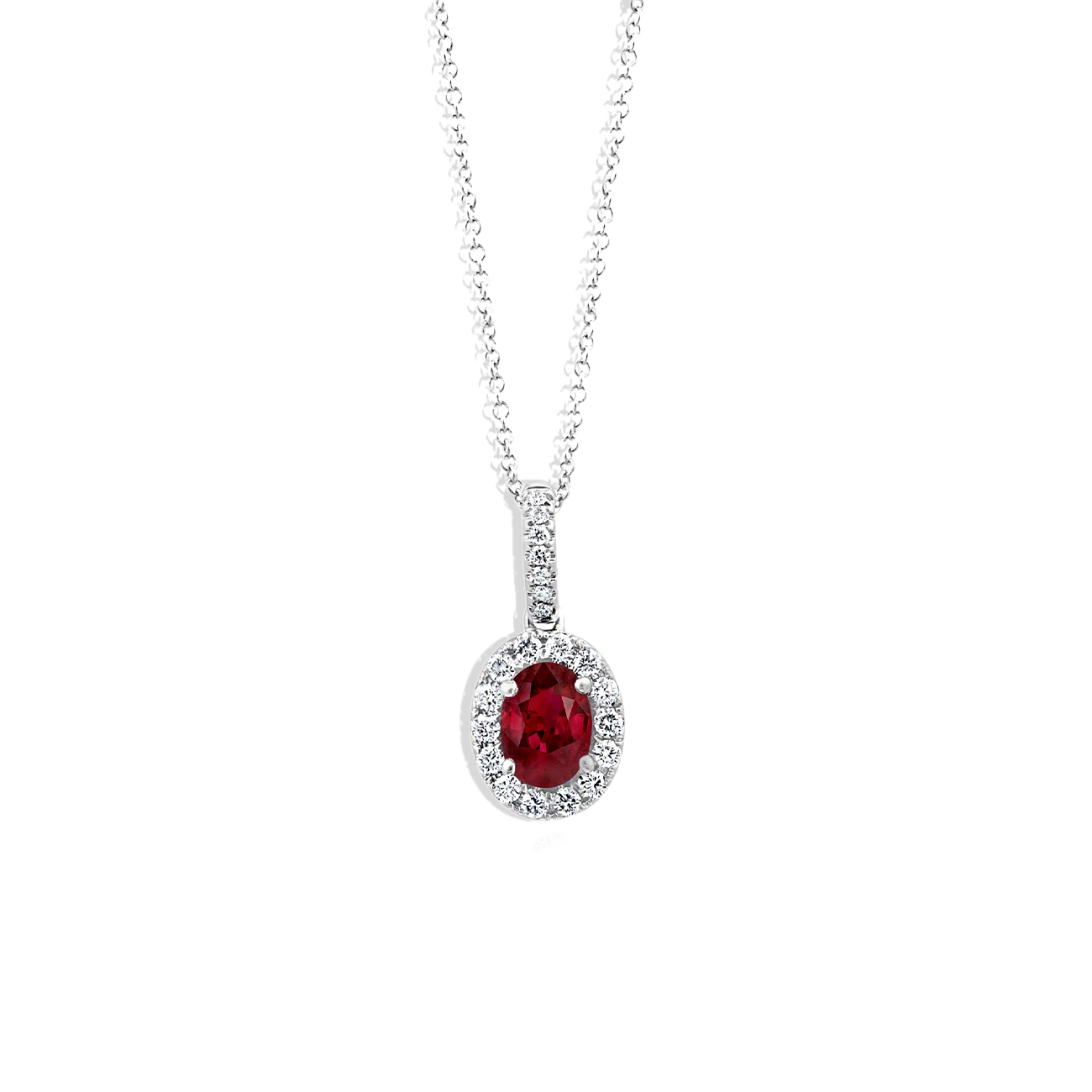 Ruby Oval Pendant Necklace