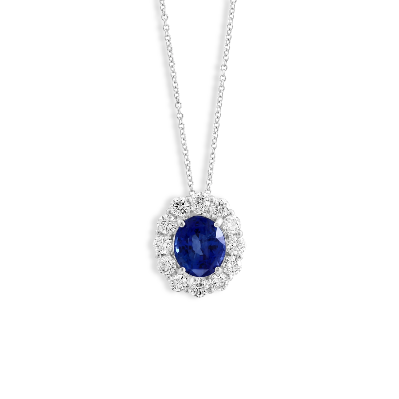 3.50 Carat Blue Sapphire Oval Pendant Necklace