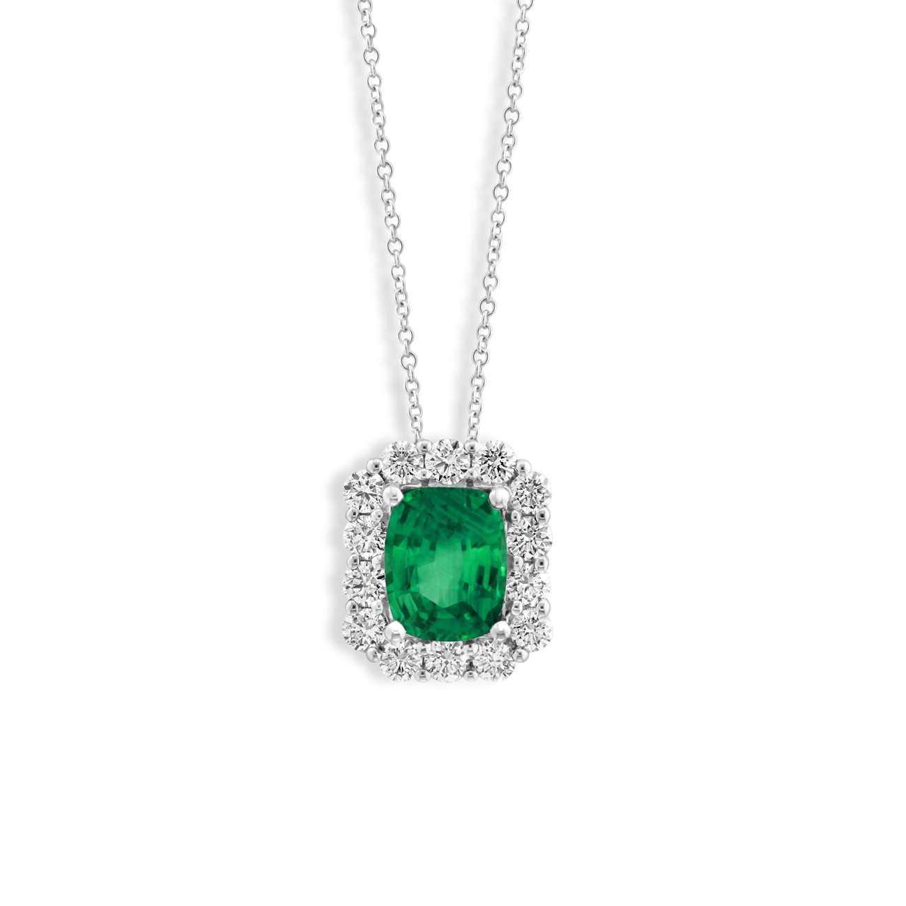 Emerald-Cut Emerald Pendant Necklace