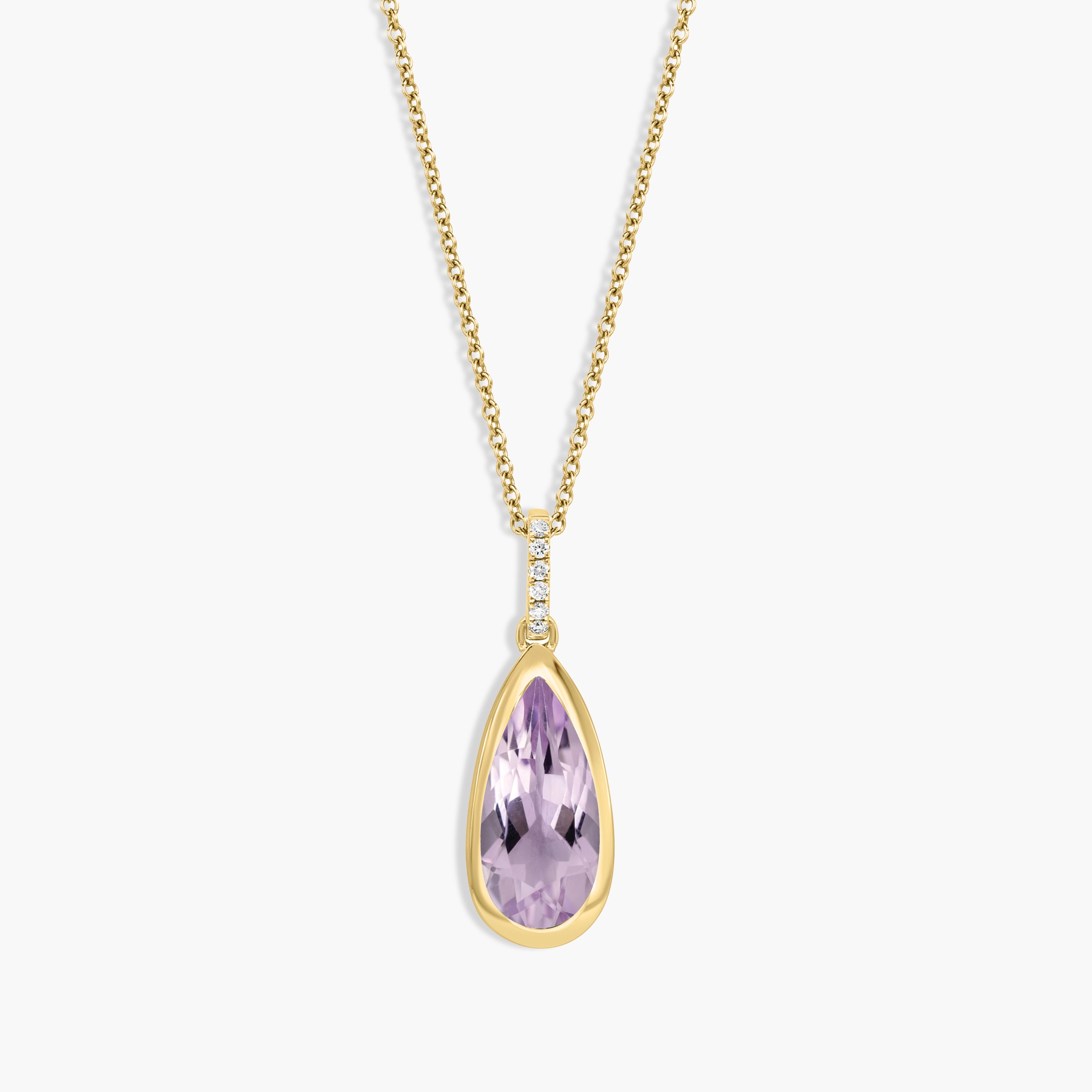 Amethyst and Diamond Oval Pendant Necklace