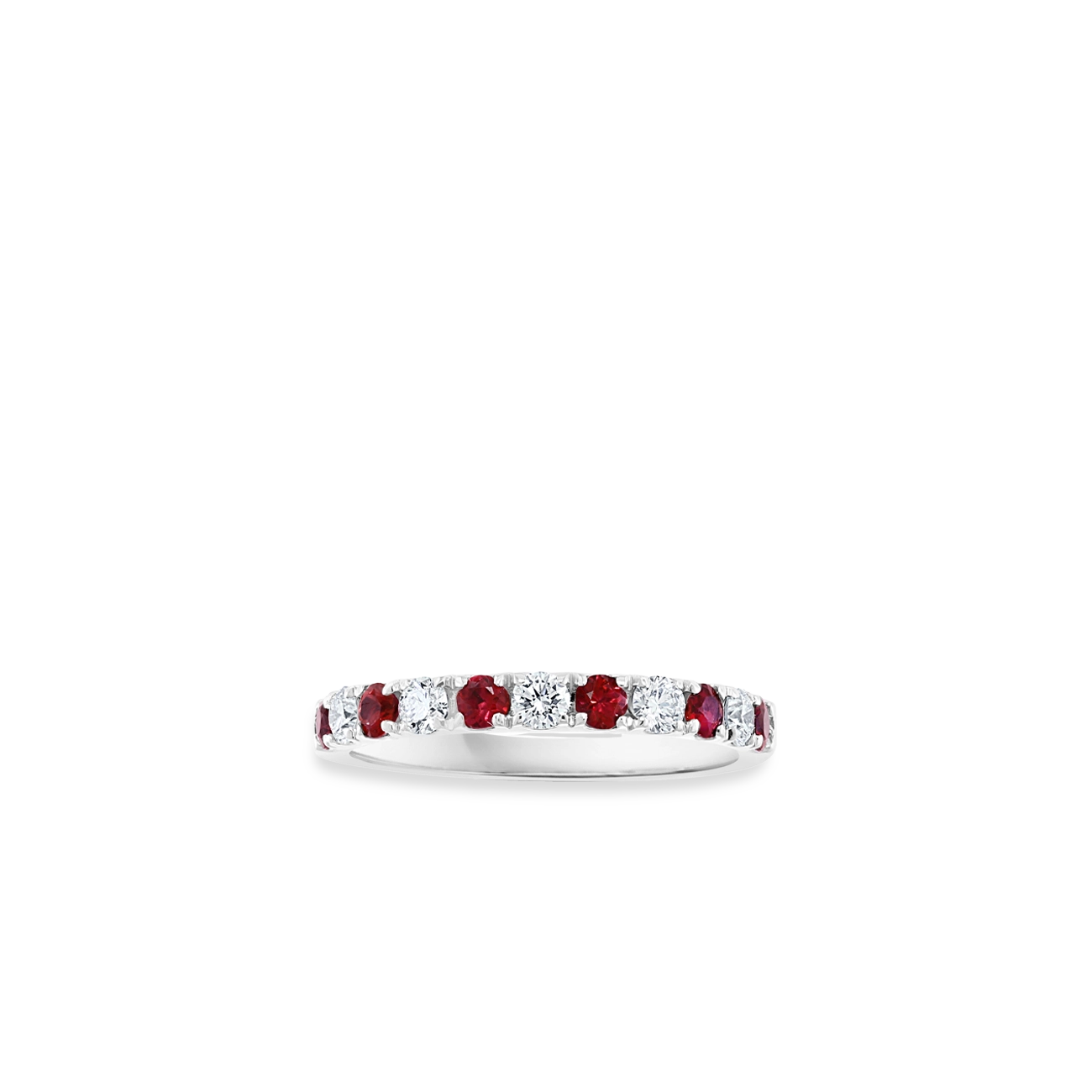 Round Ruby and Diamond Alternating 2.5mm Band