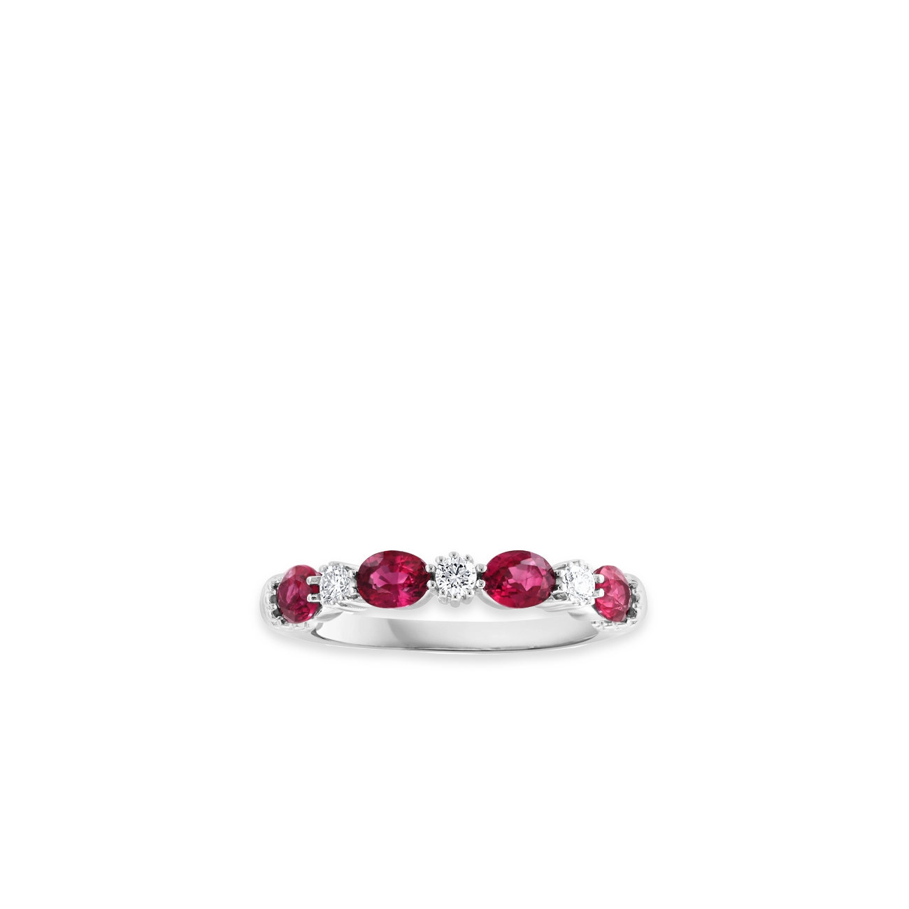 Oval Ruby and Diamond Alternating Band