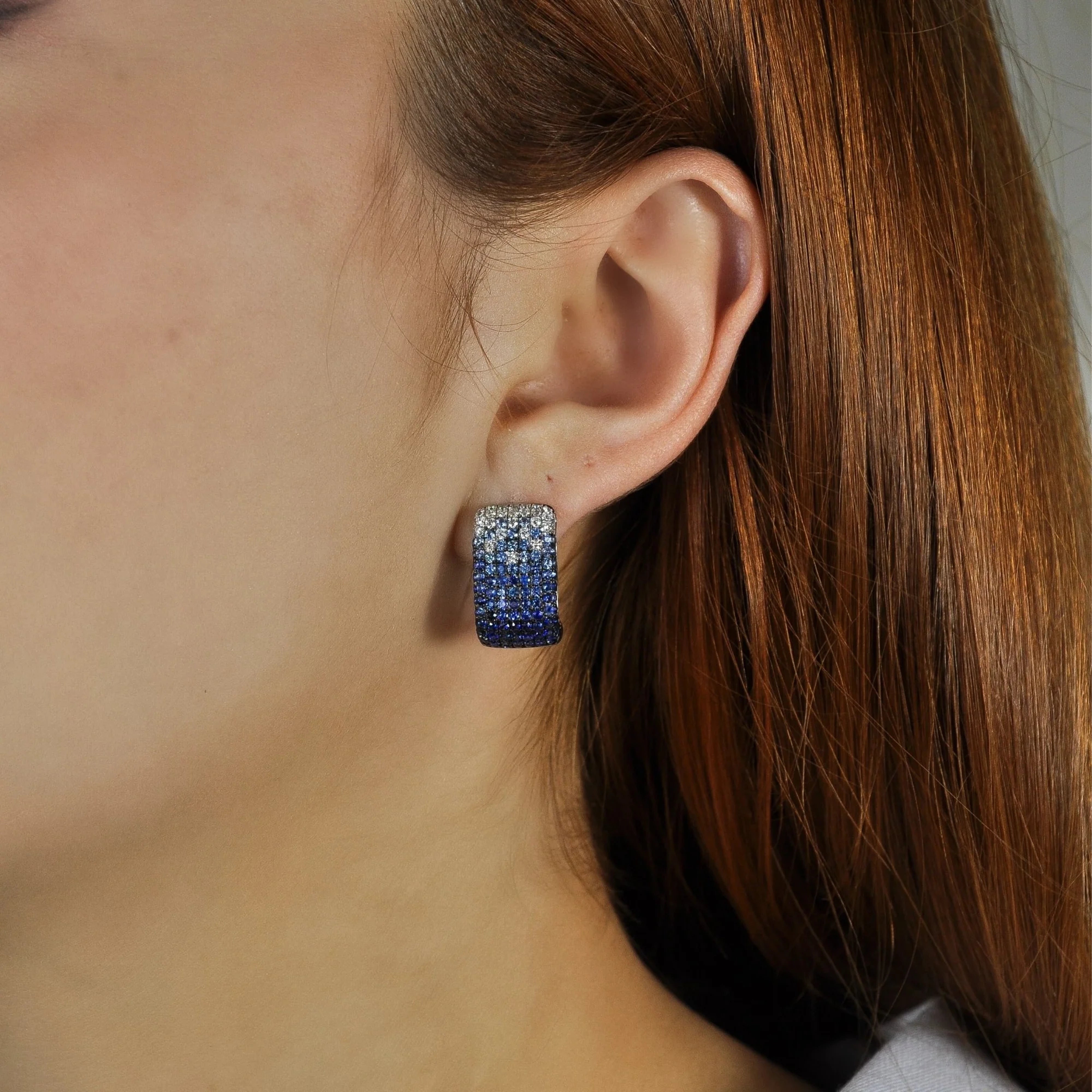 Blue Sapphire Ombre Huggie Earrings