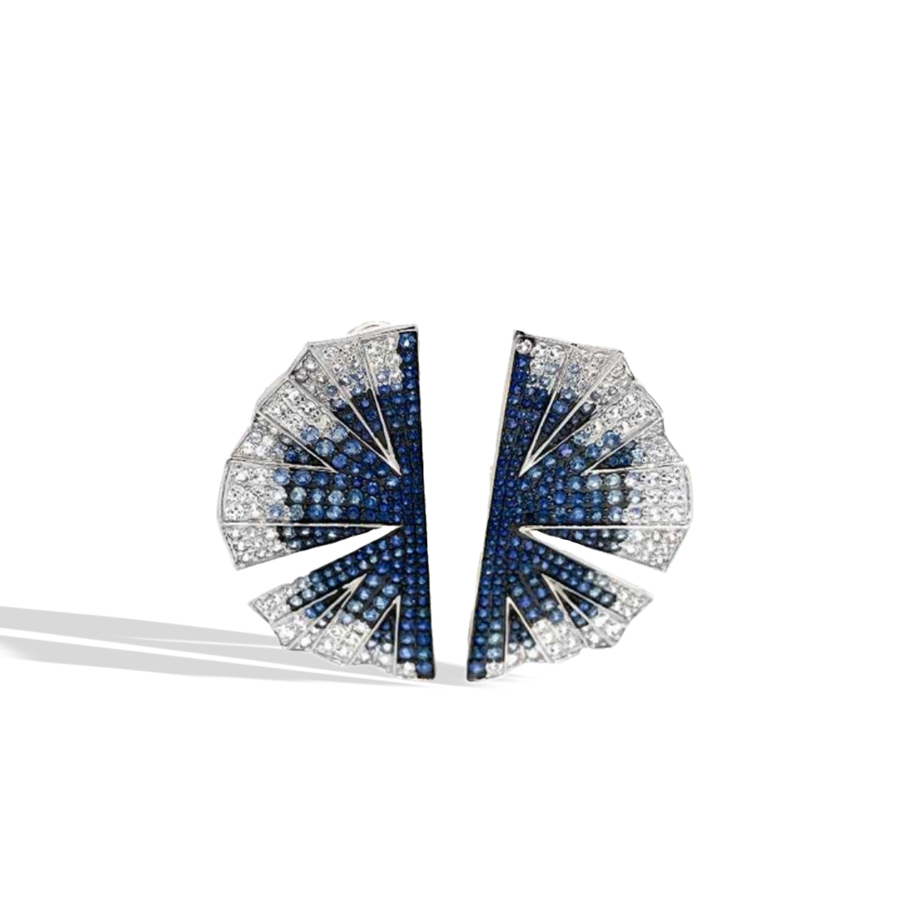 Blue Sapphire Ombre Fan Earrings