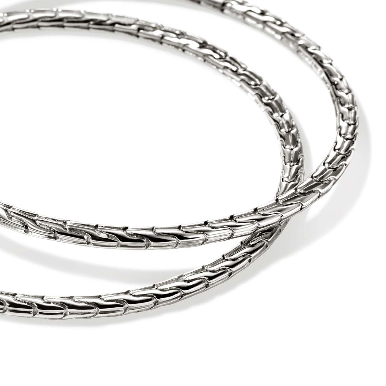 John Hardy Essential Silver Hoop Earrings - 50mm