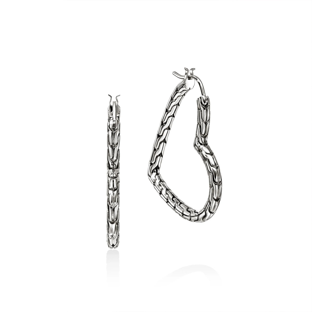 John Hardy Essentials Silver Heart 34mm Hoop Earrings