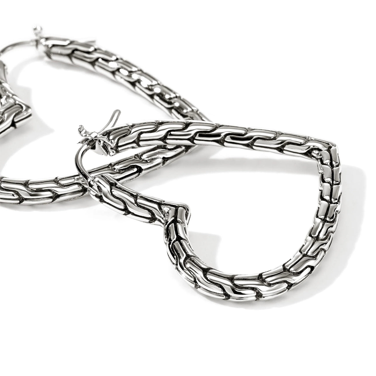 John Hardy Essentials Silver Heart 34mm Hoop Earrings